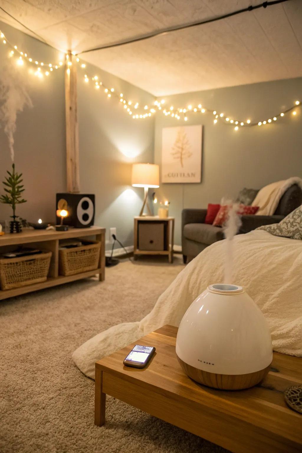 Aroma and melody can transform the atmosphere of your basement bedroom.