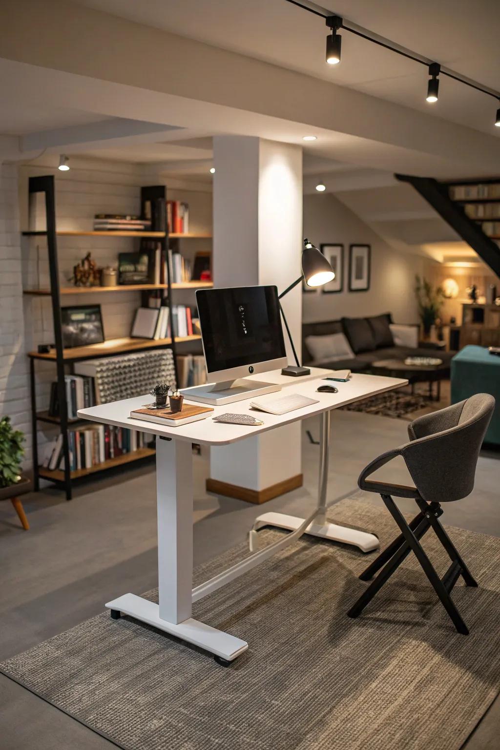 Sit-stand desks encourage movement and productivity.