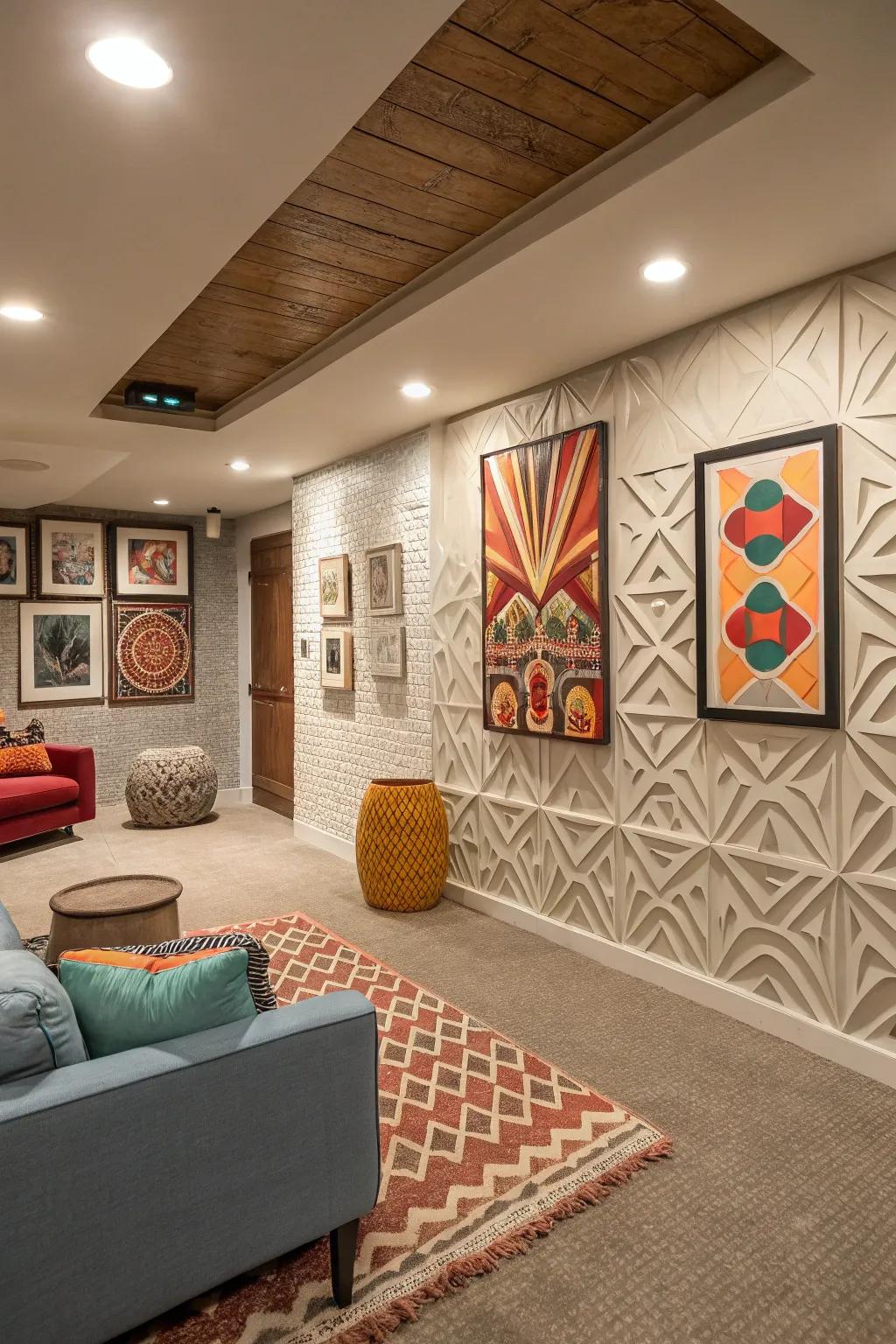 Custom panels offer a unique way to express artistic flair in basements.