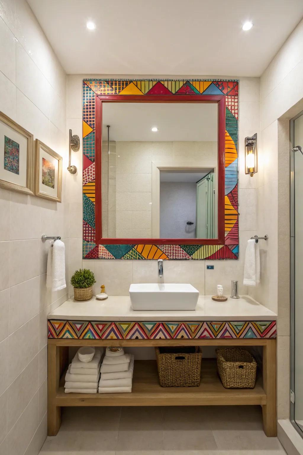 Colorful trims can turn mirrors into statement pieces.