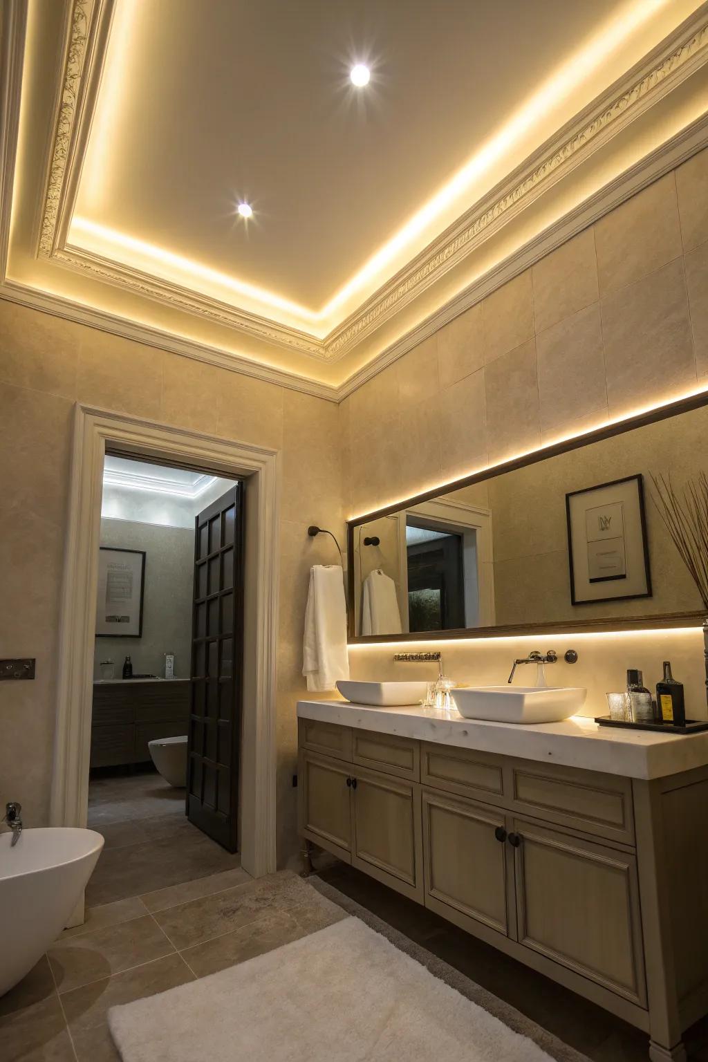 LED-backlit molding adds ambiance and a futuristic touch.