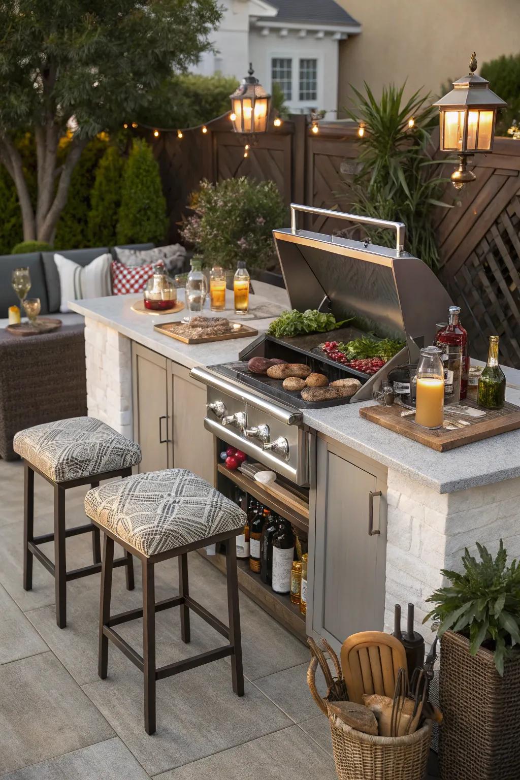 Mix eating and fun with a BBQ bar island.