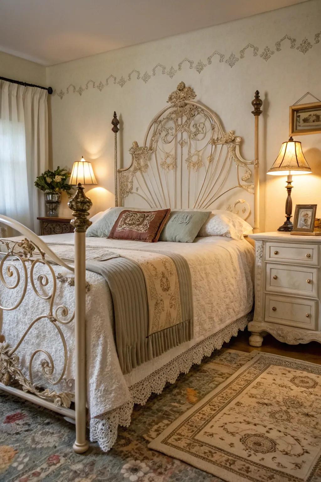 A classic bed frame adds a detail of nostalgia and personality.