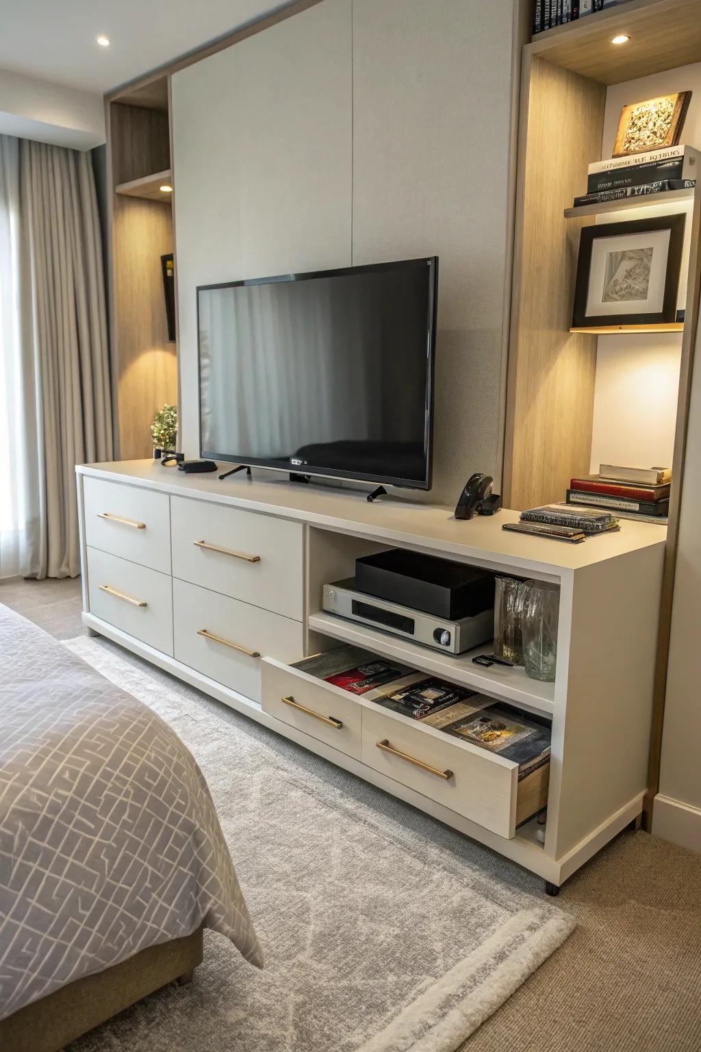 Hidden areas offer clever storage solutions.