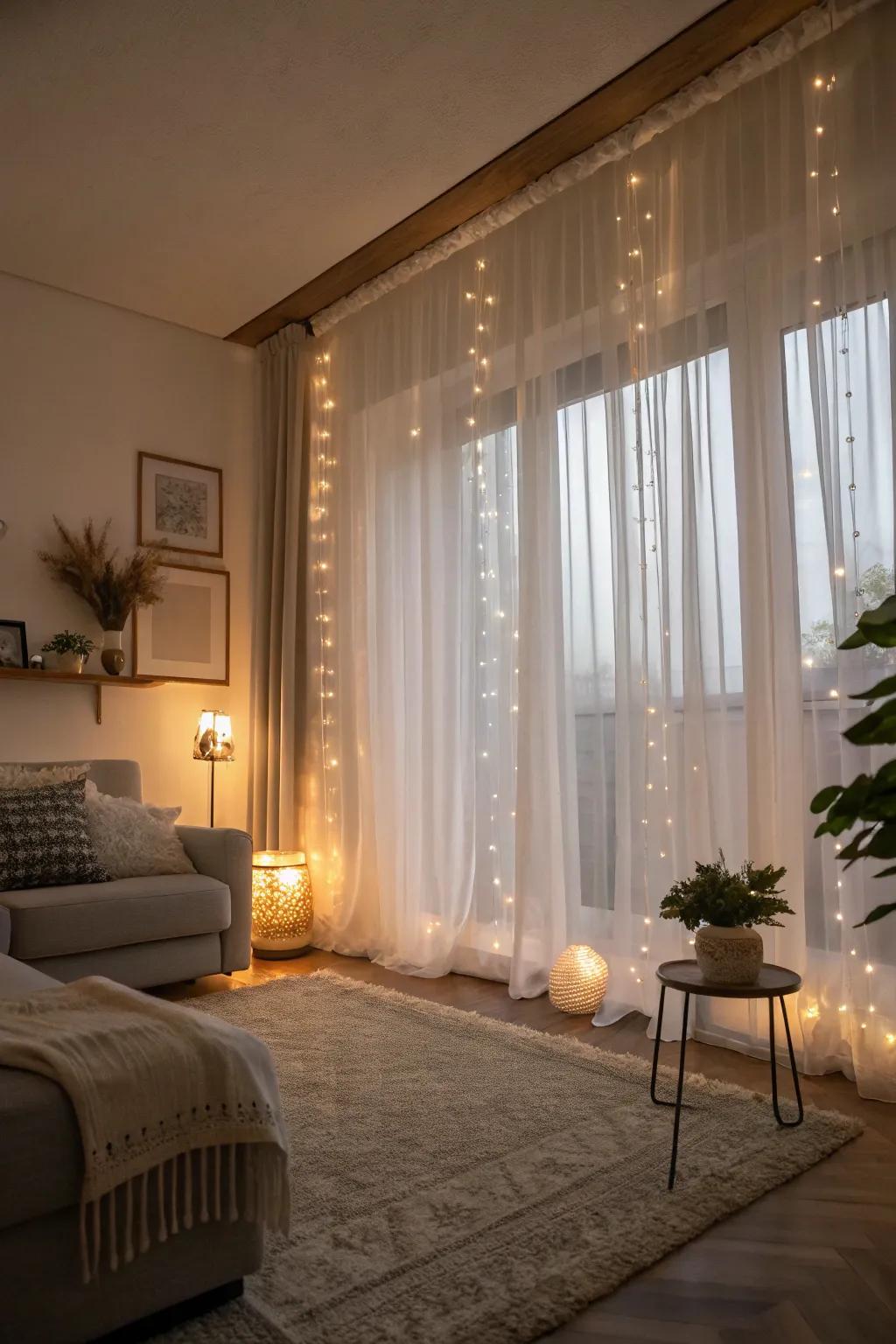 Layered sheers design a dreamy and layered result in the space.