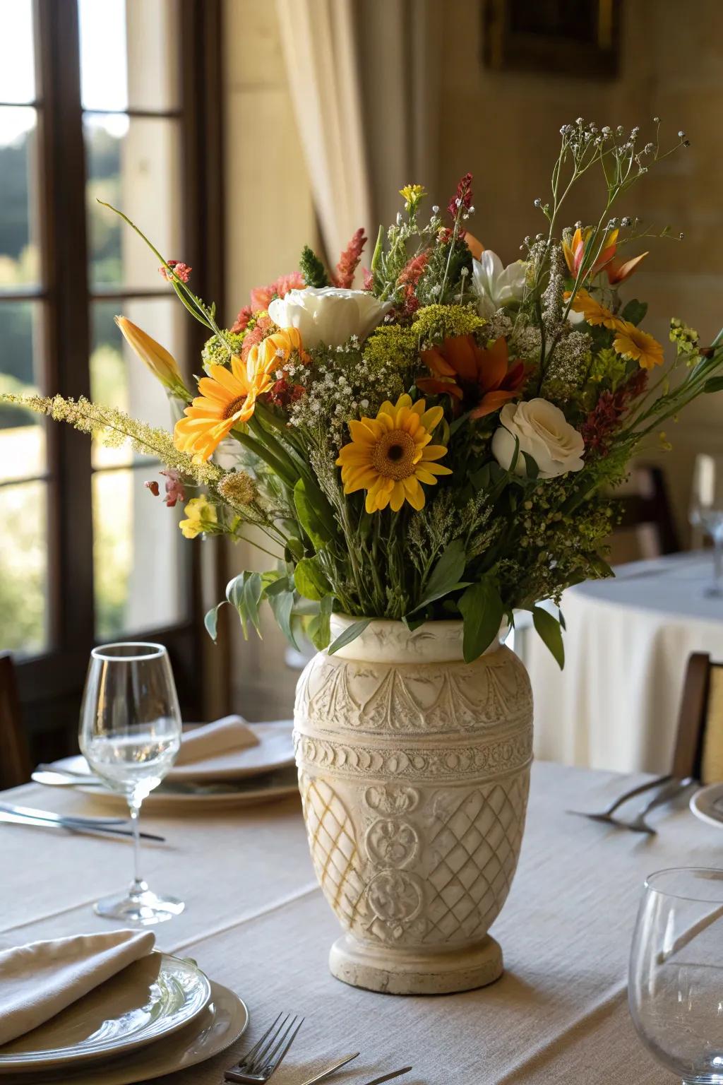 A refined flower holder brings a timeless aspect to any home design.