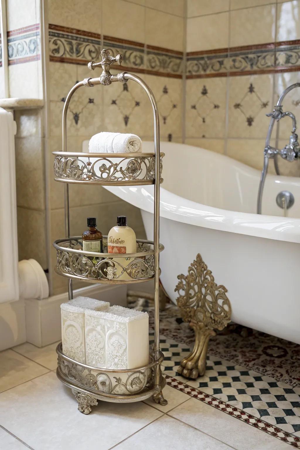 Add character to your bathroom with a vintage-inspired shower buddy.