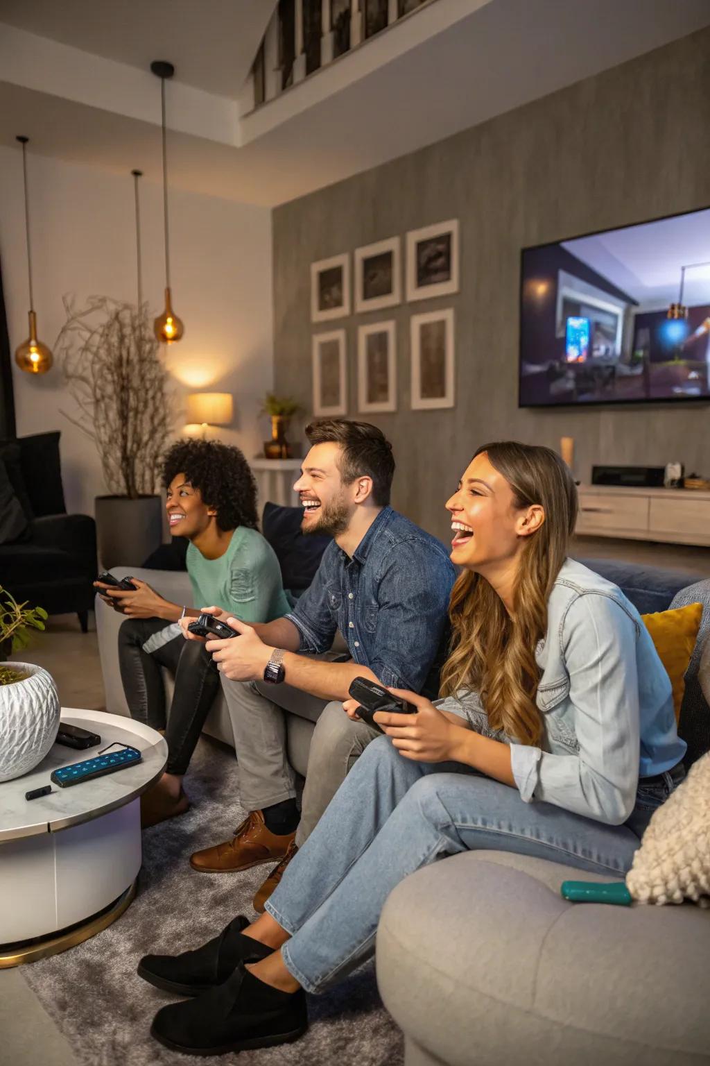 Companions enjoying interactive games together in an elegant arrangement.