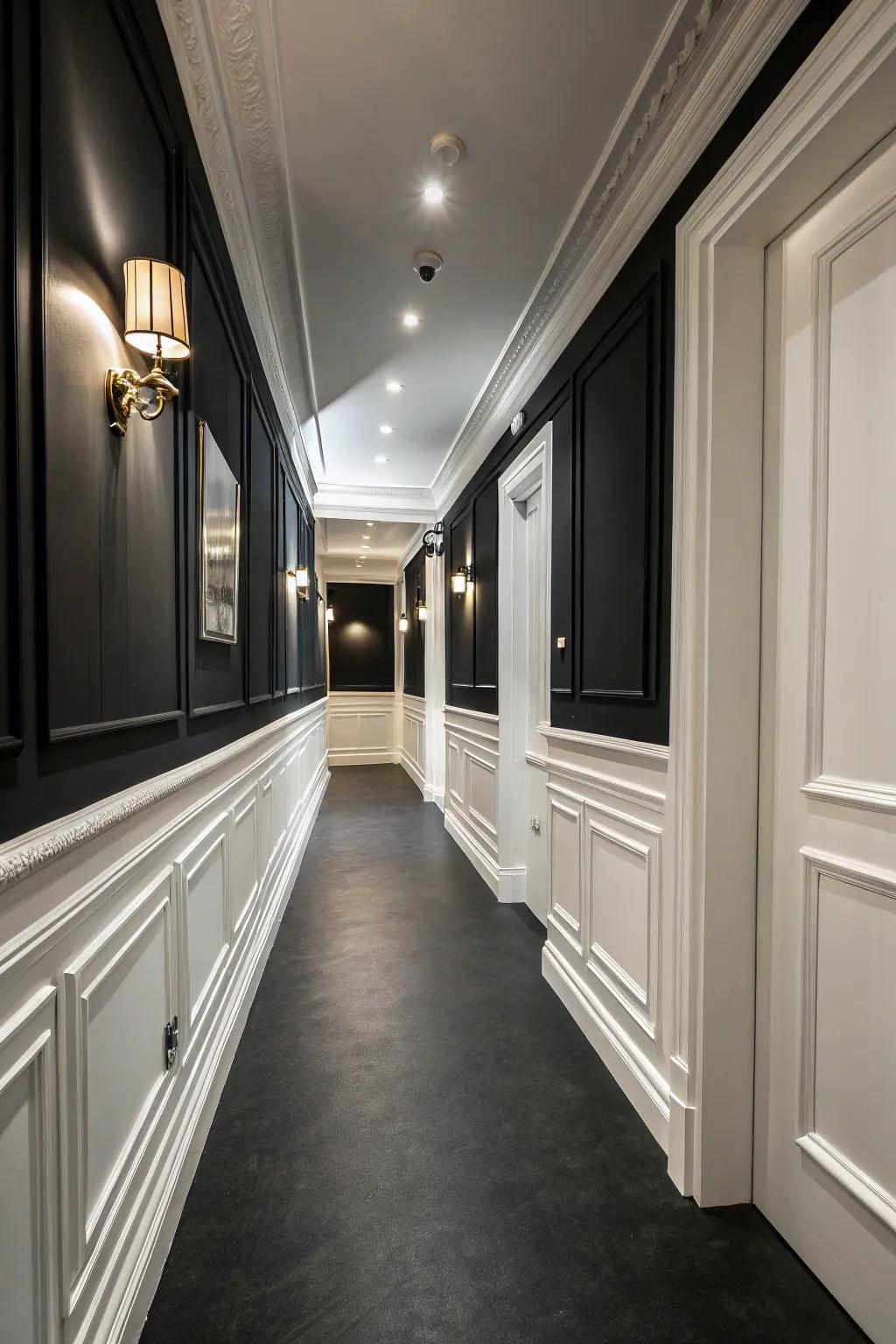 Building components contribute style and depth to the entryway.