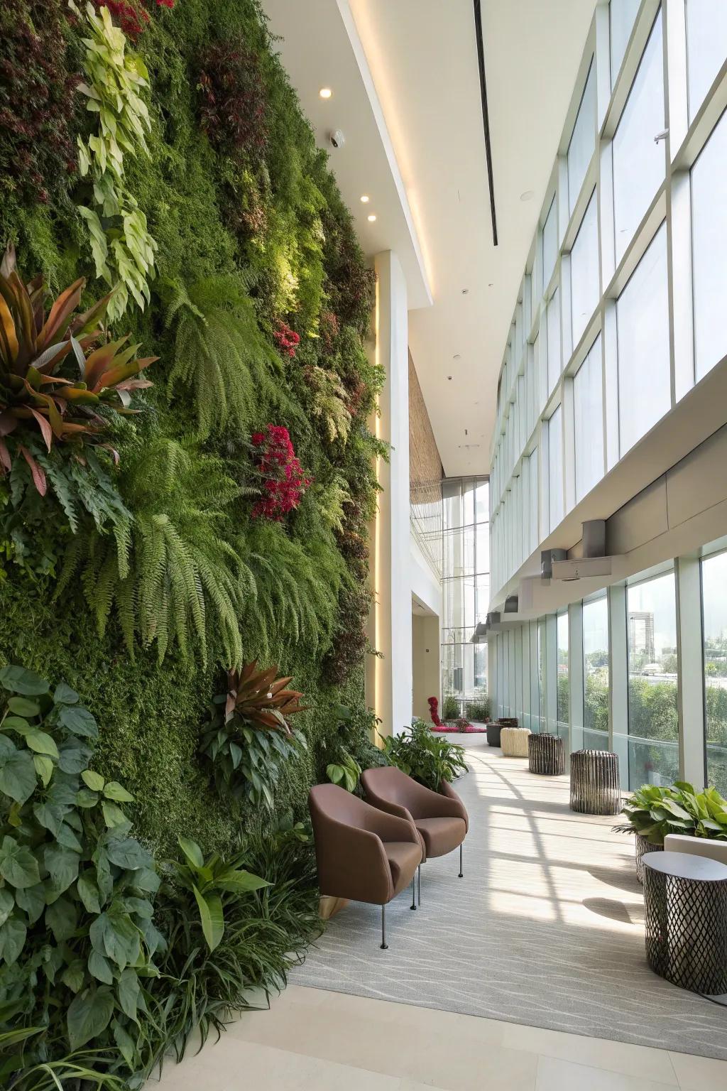 Welcome nature indoors through a green wall.