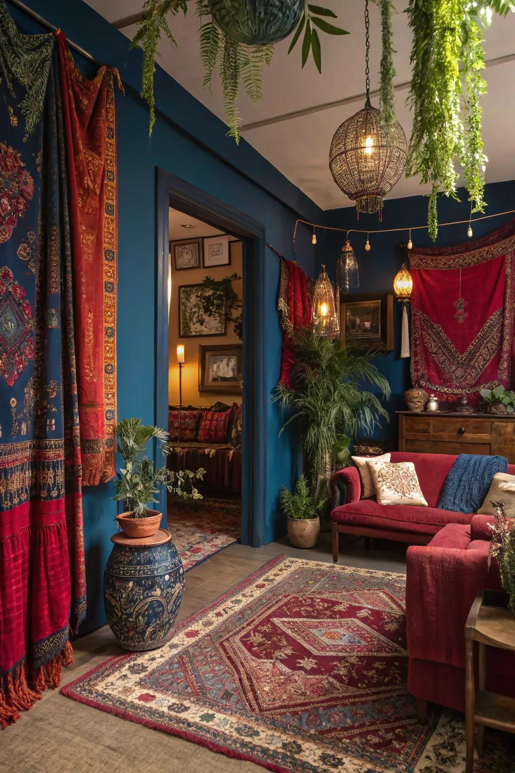 Saturated colors elevate the bohemian aesthetic with dimension.