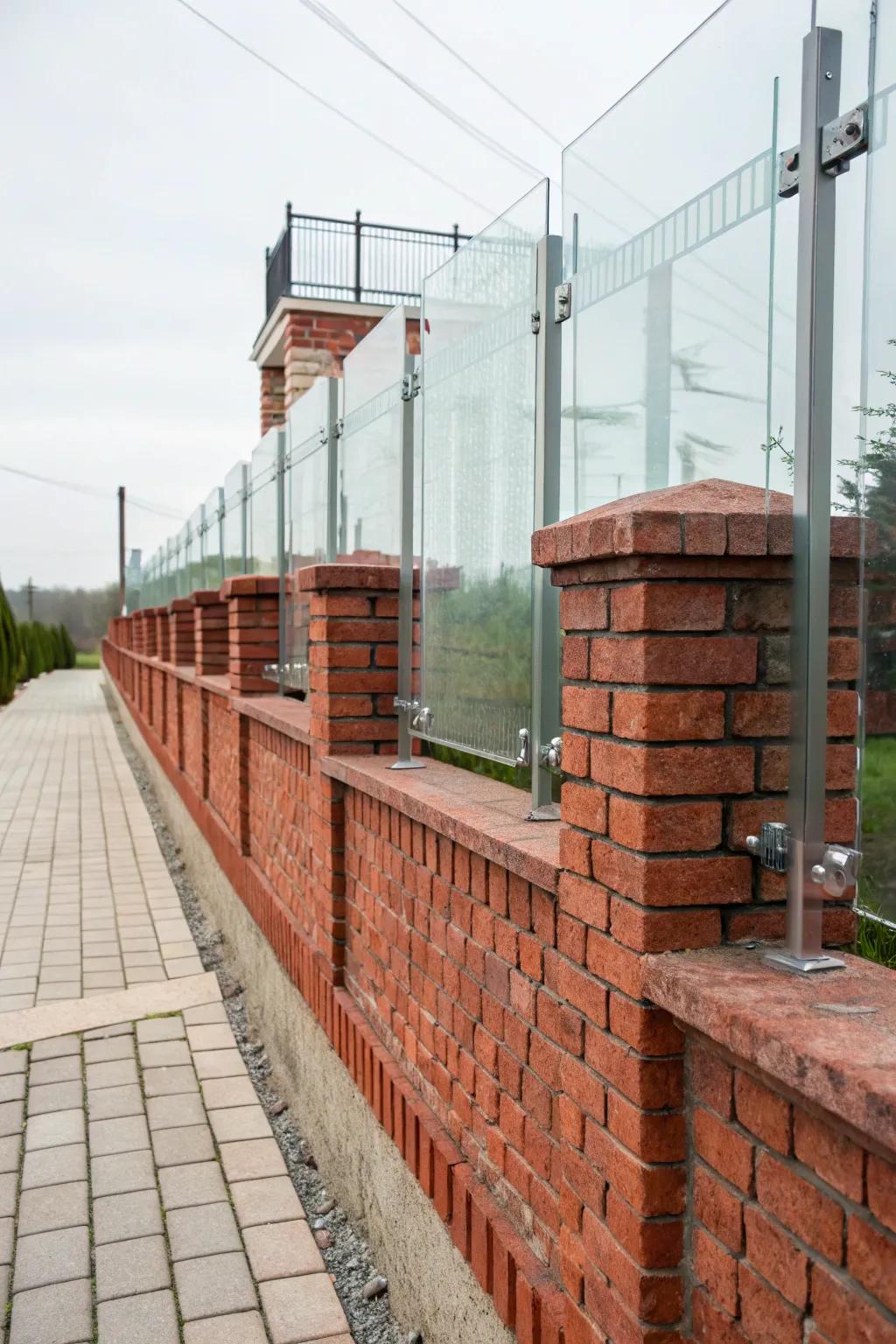 Glass features offer modernity and airiness to brick fences.