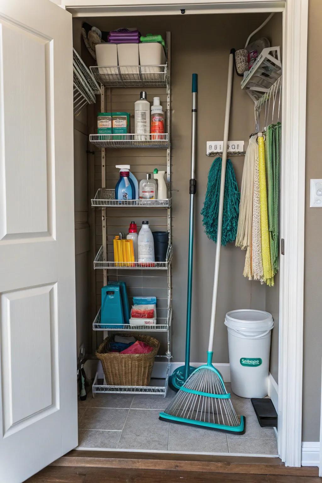 Wire shelves let air move around and can be changed easily.