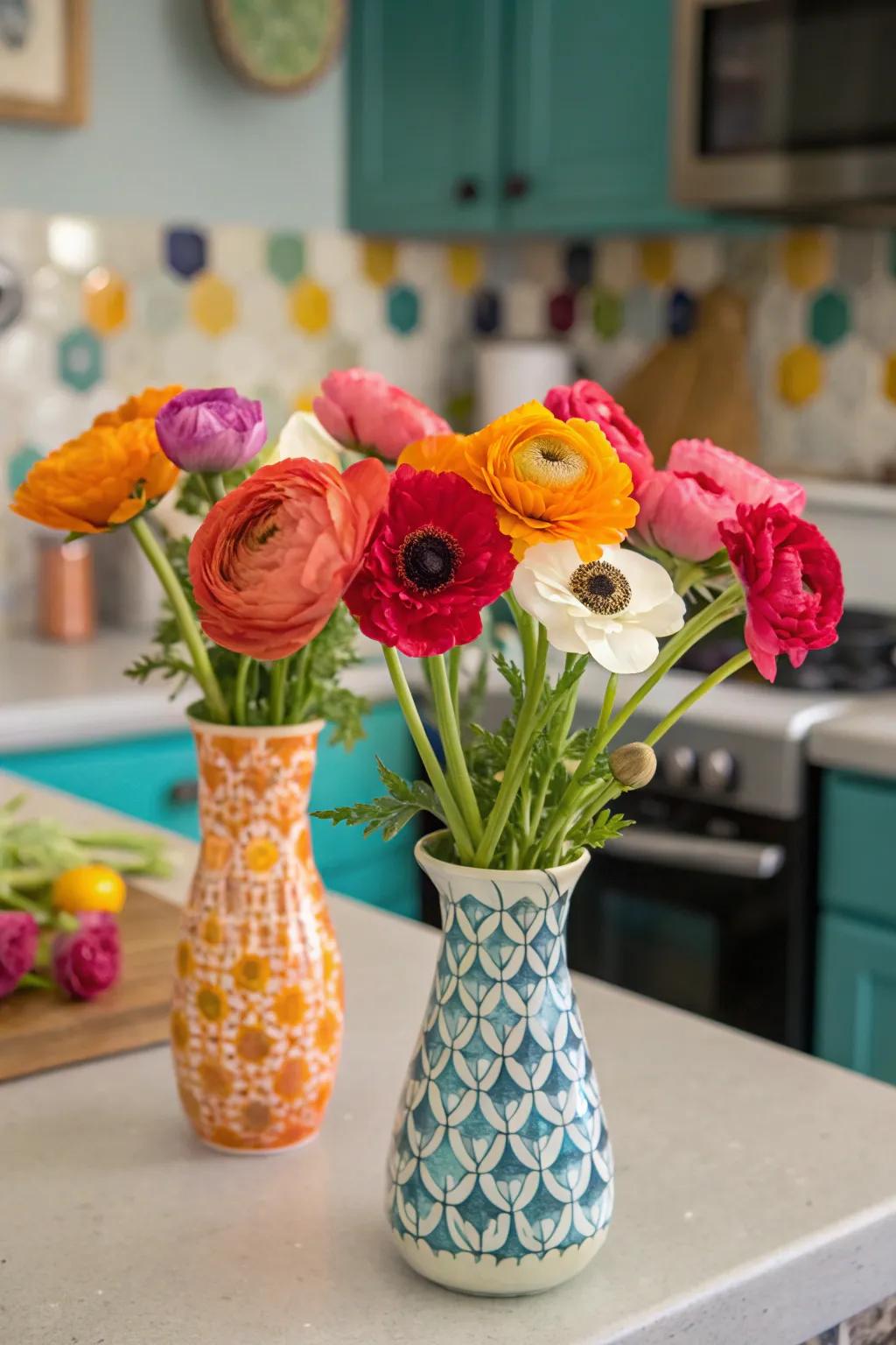 Introduce whimsy with bright and playful flowers.