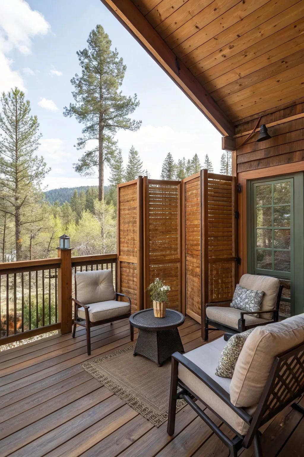 Seclusion screens furnishing solitude and ease.