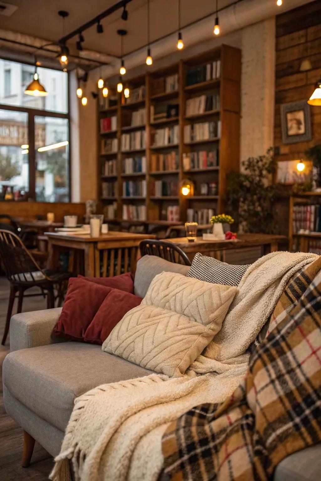 Snug alcoves contribute warmth and comfort to your home cafe.