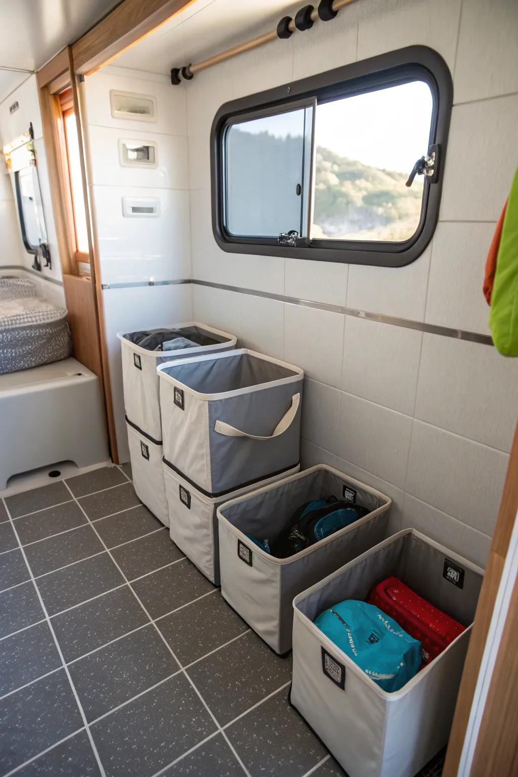 Folding storage means storage can be adjusted when used in a bath.