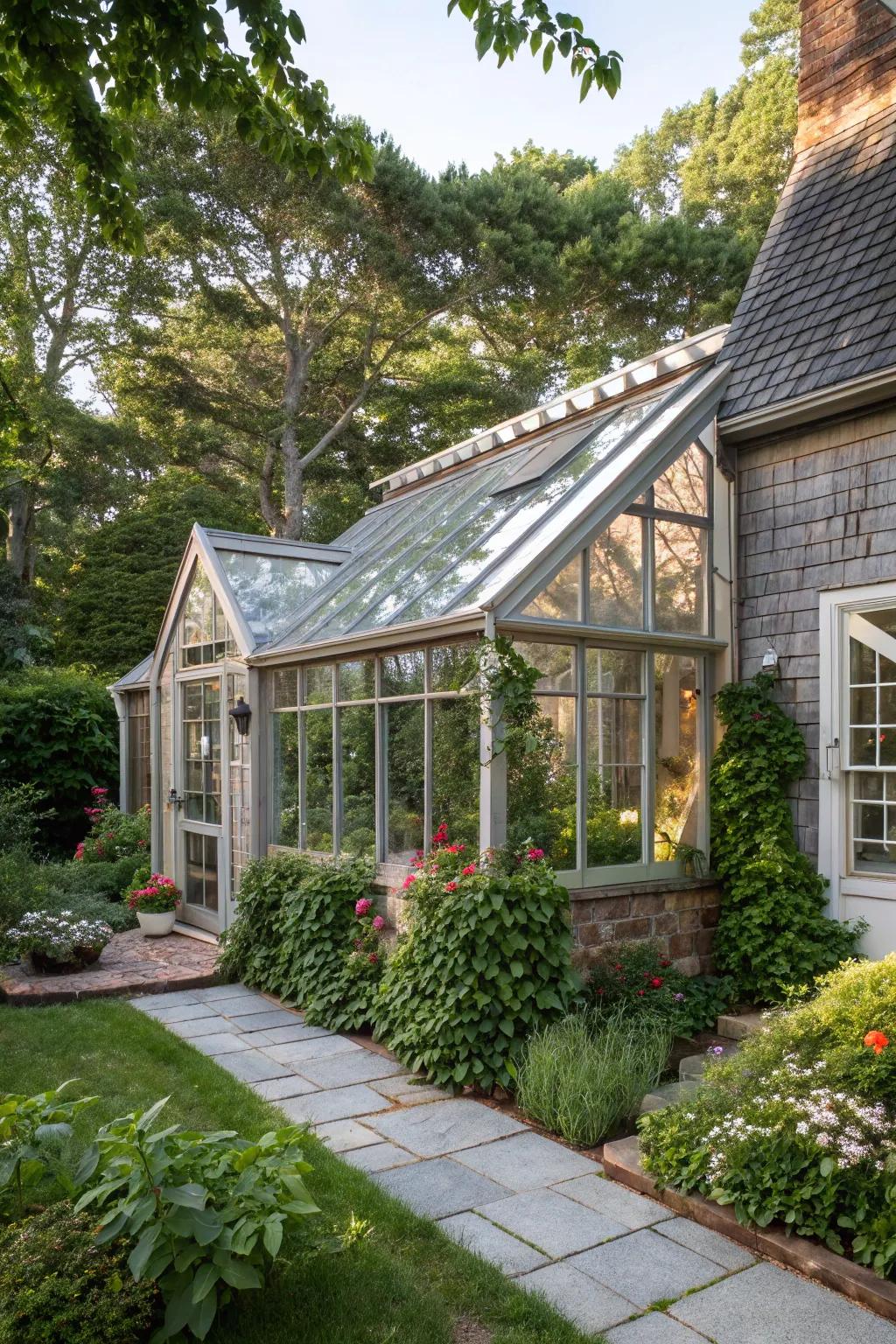 Greenhouse with lush greenery