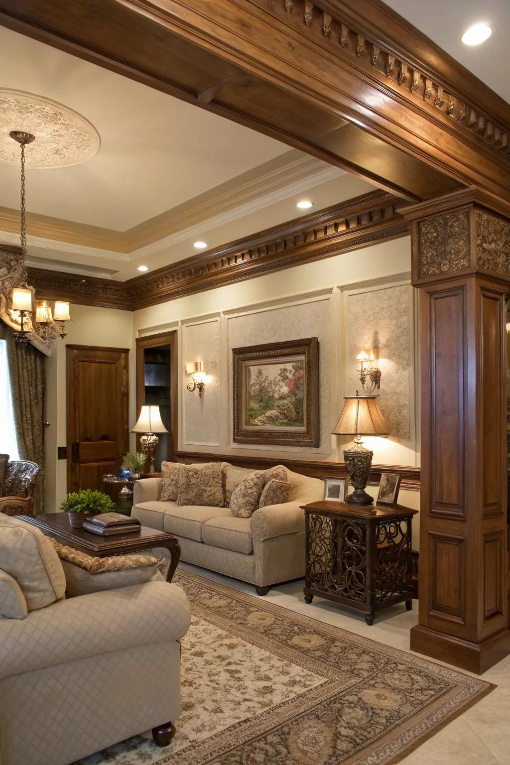 Introduce warmth and sophistication using tinted timber edging.