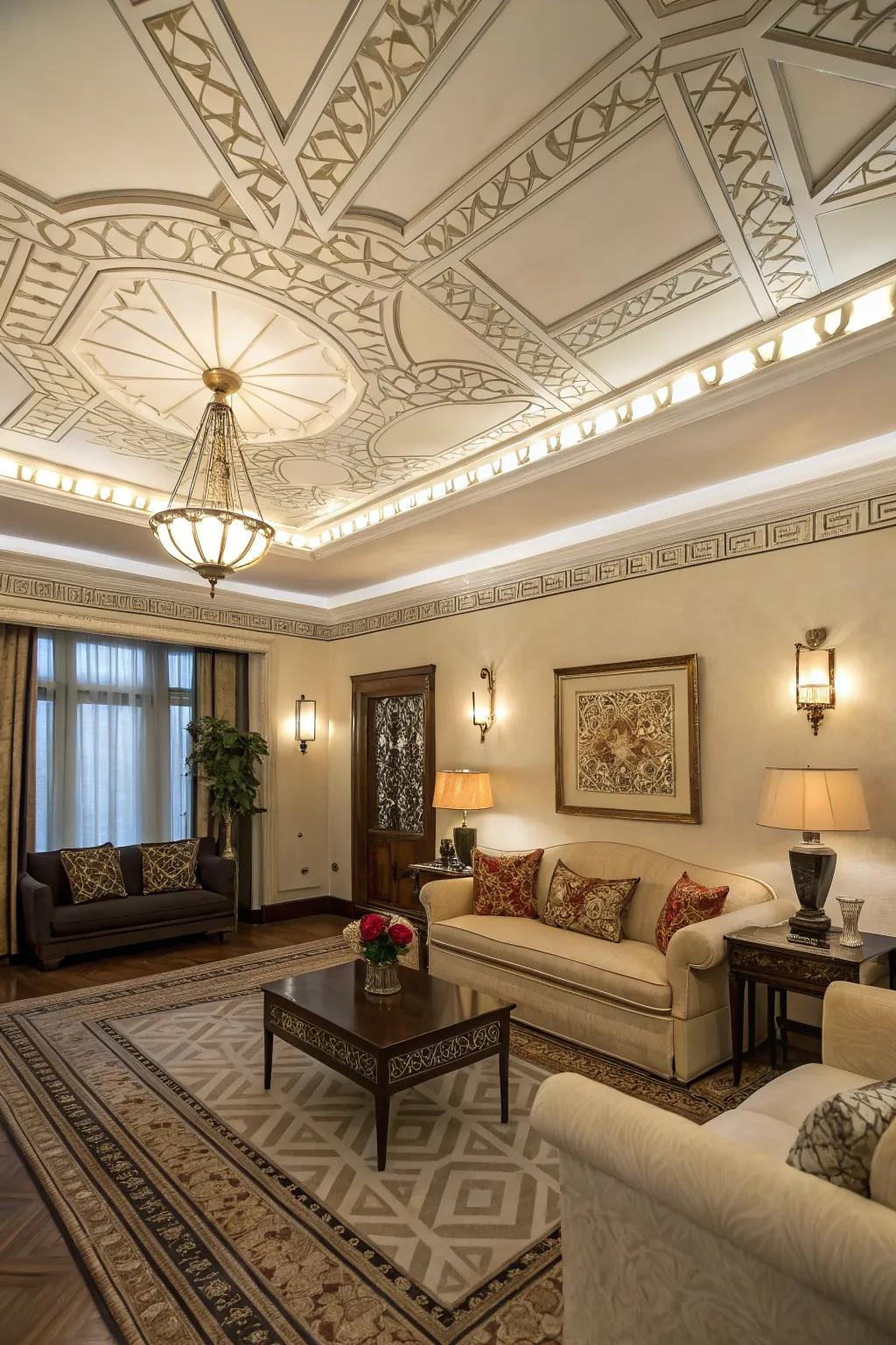 Art Deco trims for vintage charm.