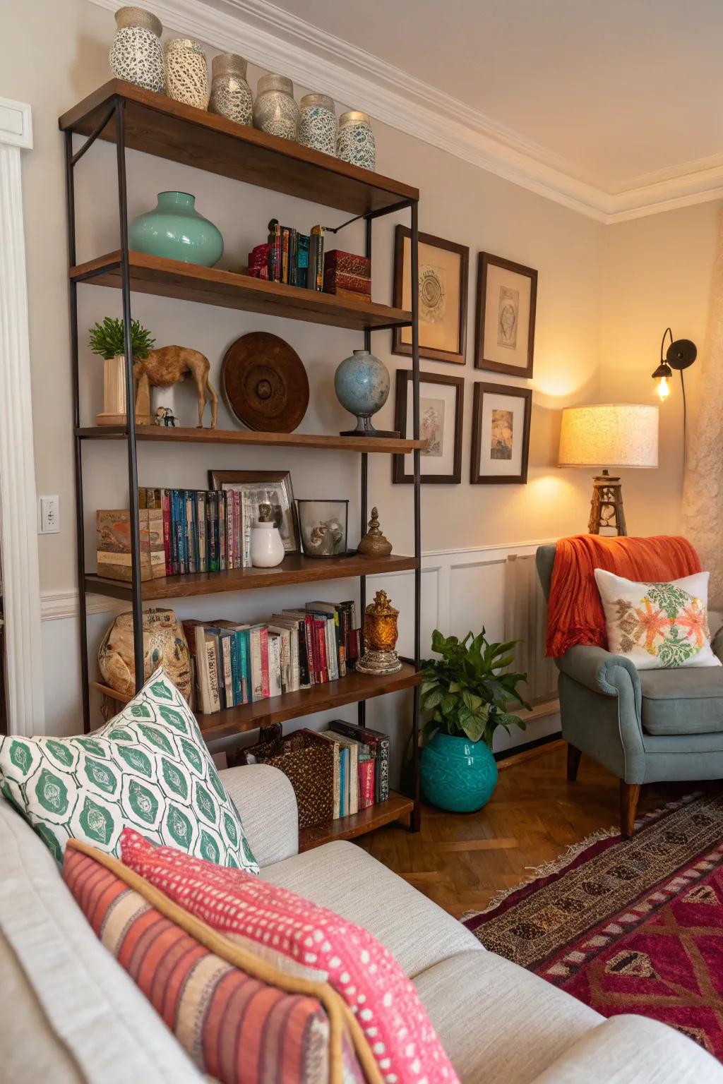 Experiment with an eclectic mix of decor for a lively space.