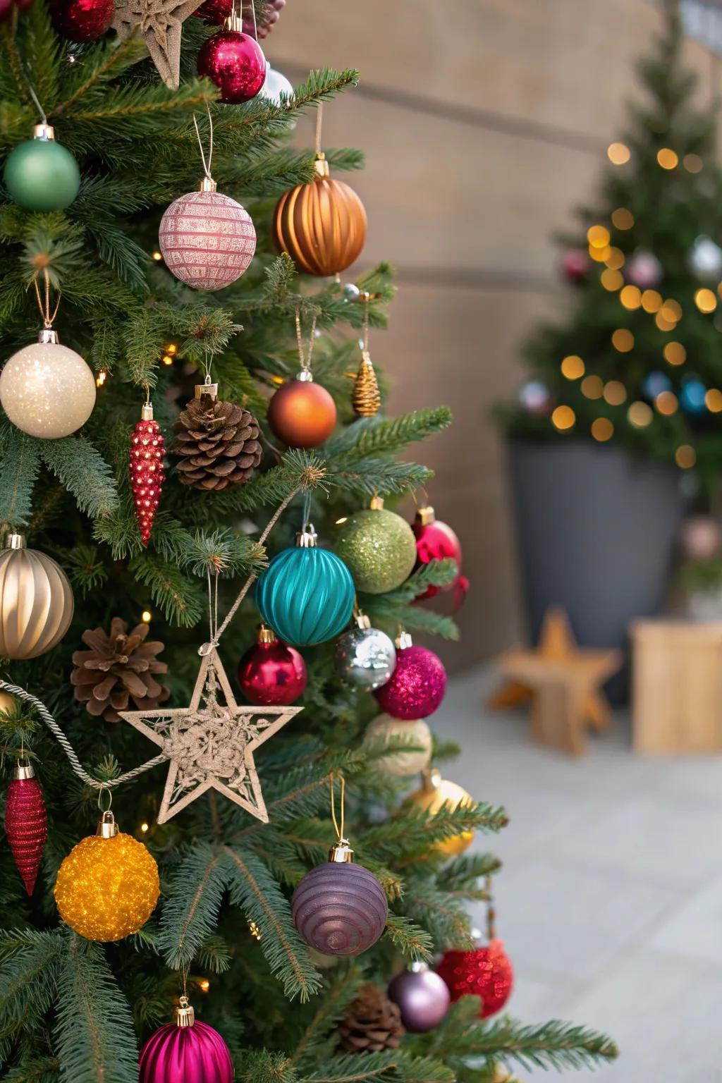 An eclectic mix holiday bauble tree that's as unique as your personality.