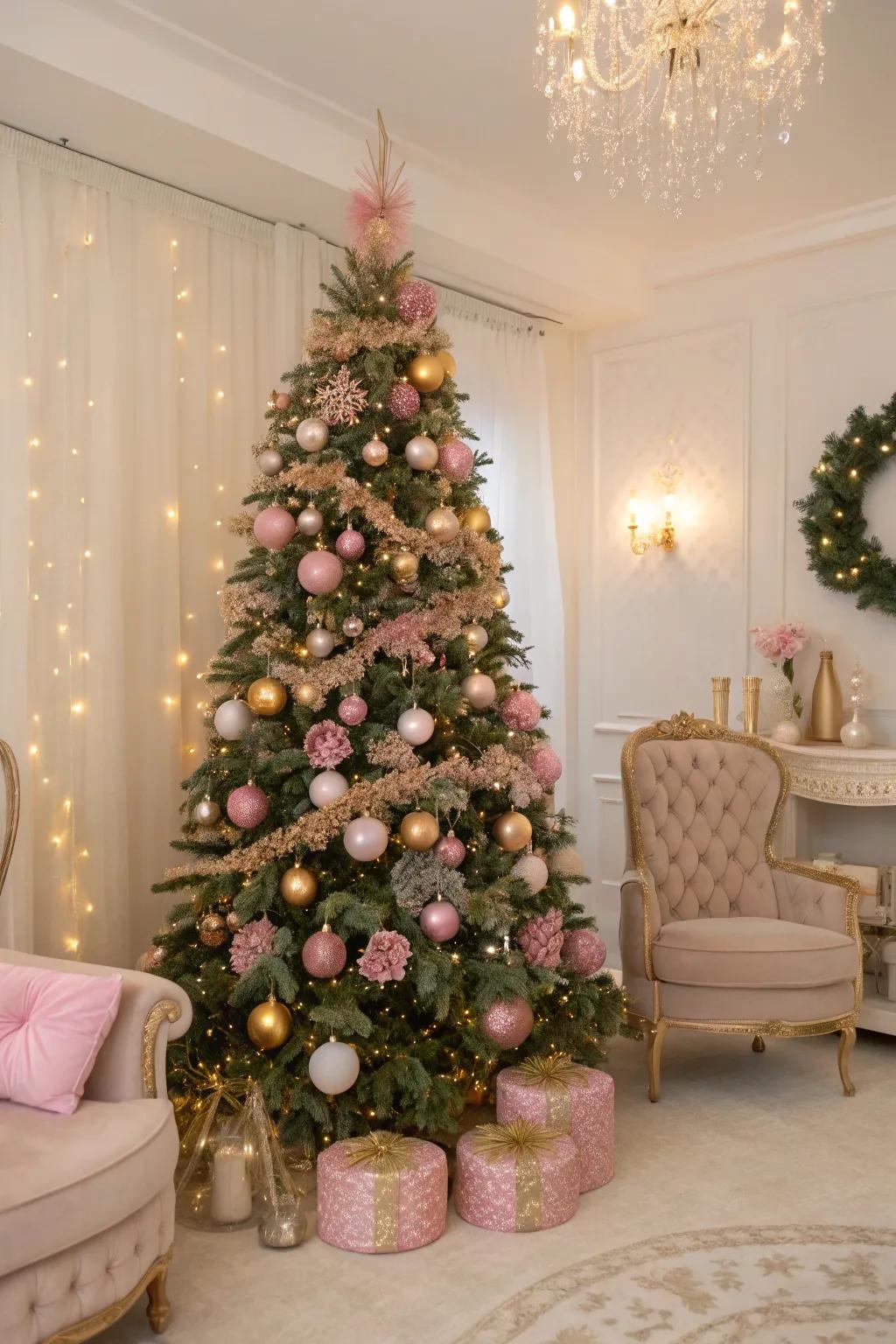 A glamorous Christmas with roseate and aurum.