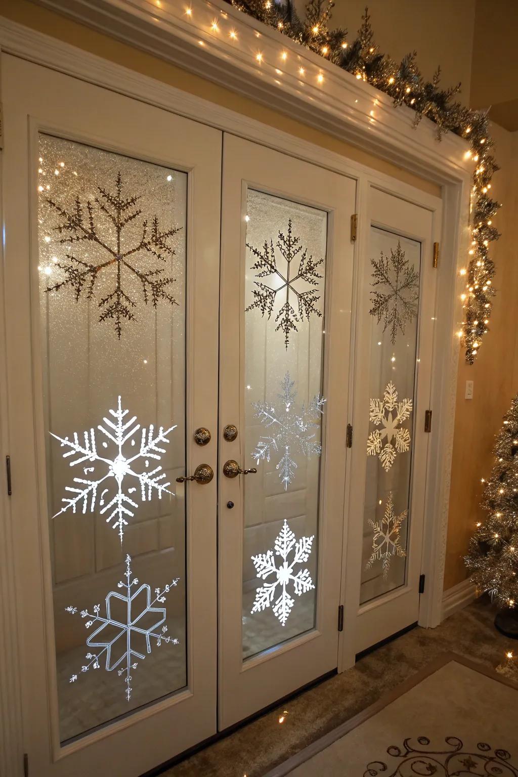Mirrored patterns append a shimmer to this holiday portal.