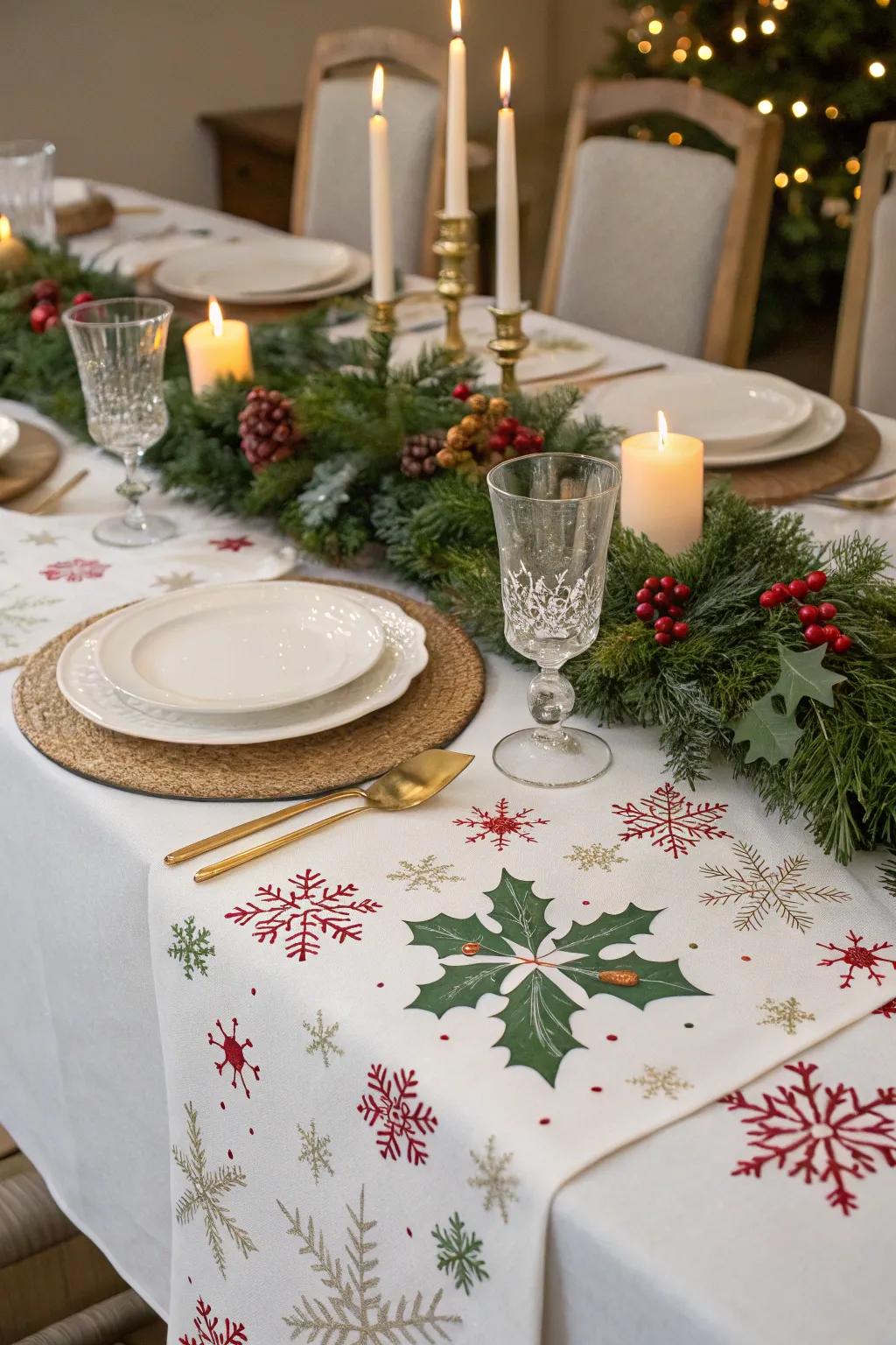 Celebratory paths add holiday cheer to the table.