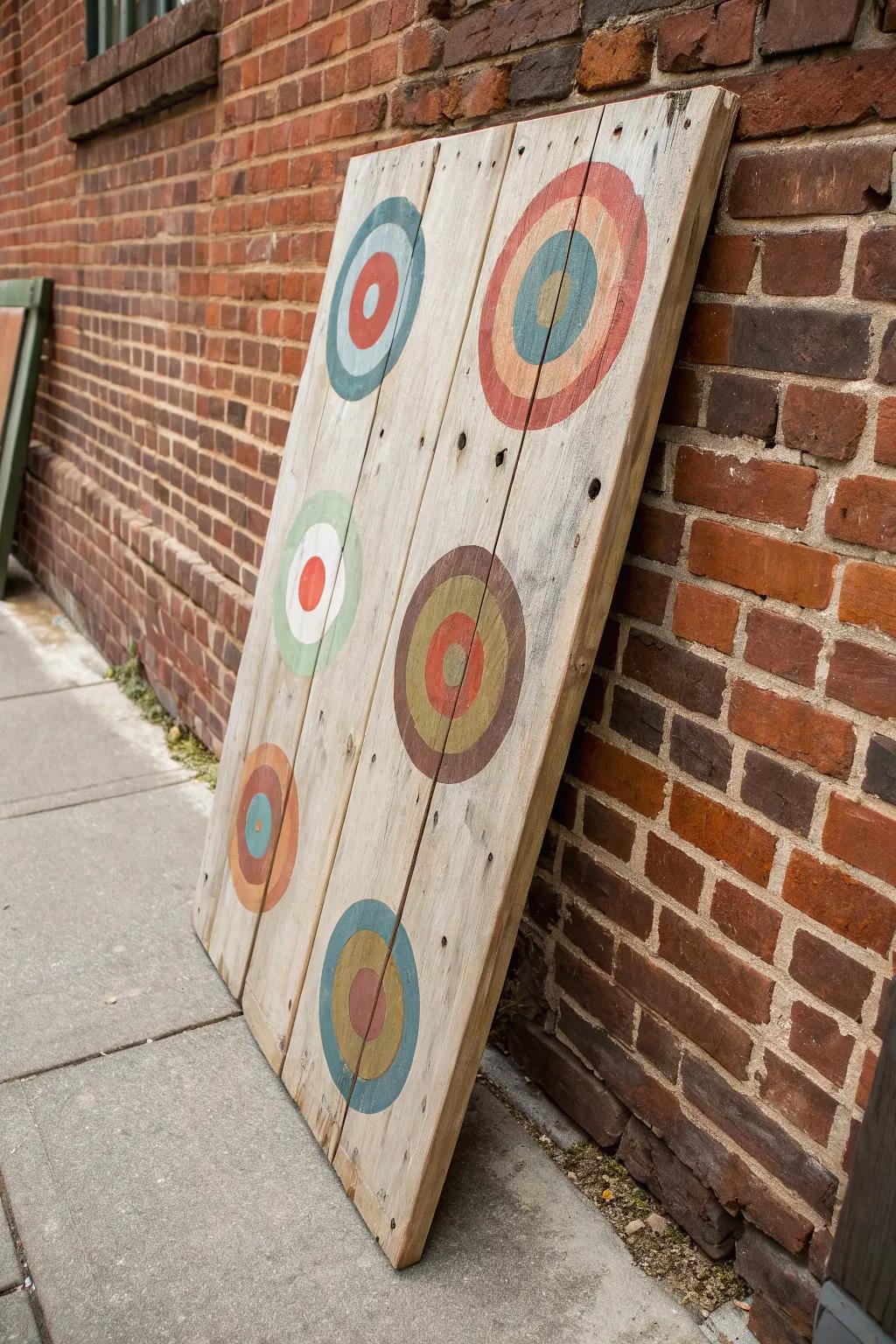 Introduce warmth through circular art upon timber.