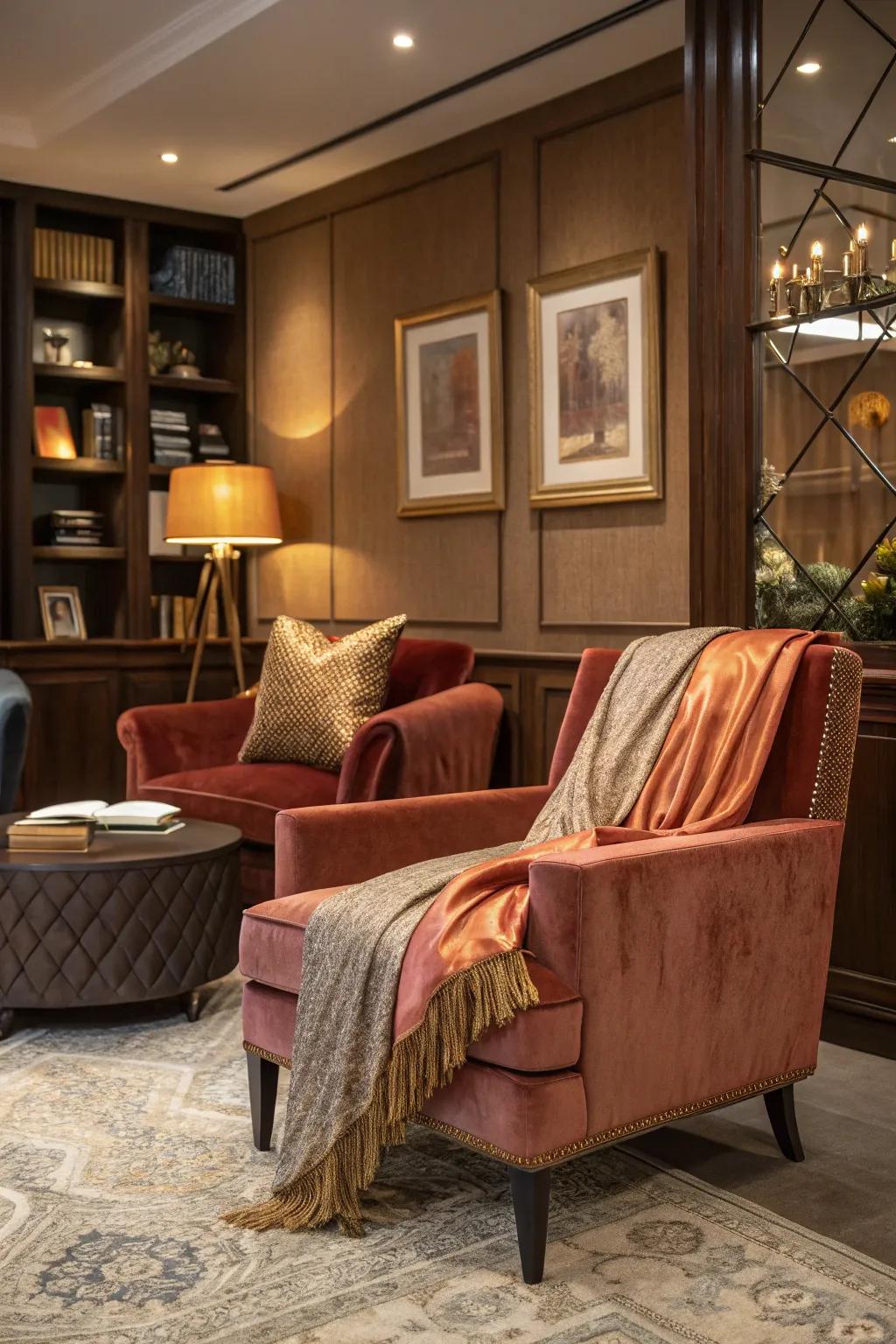 Textured materials add depth and luxury to an office.