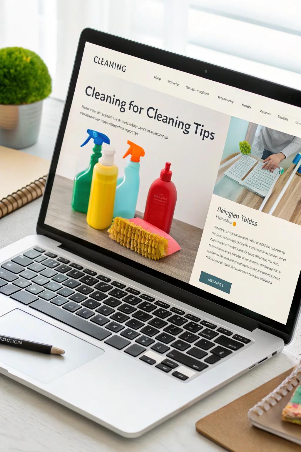 Blog page with expert cleaning advice and tips.