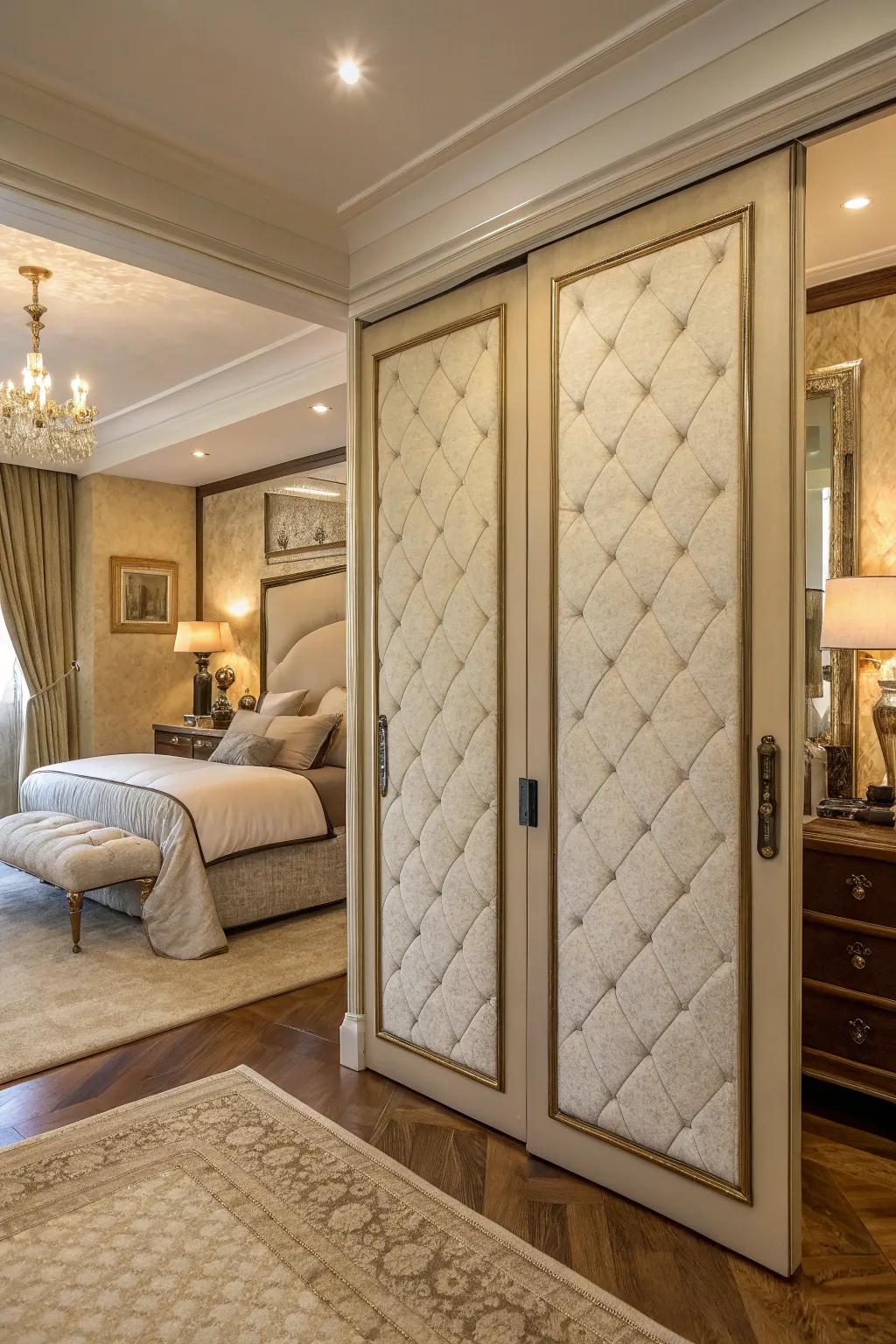 Upholstered doors add texture and comfort.