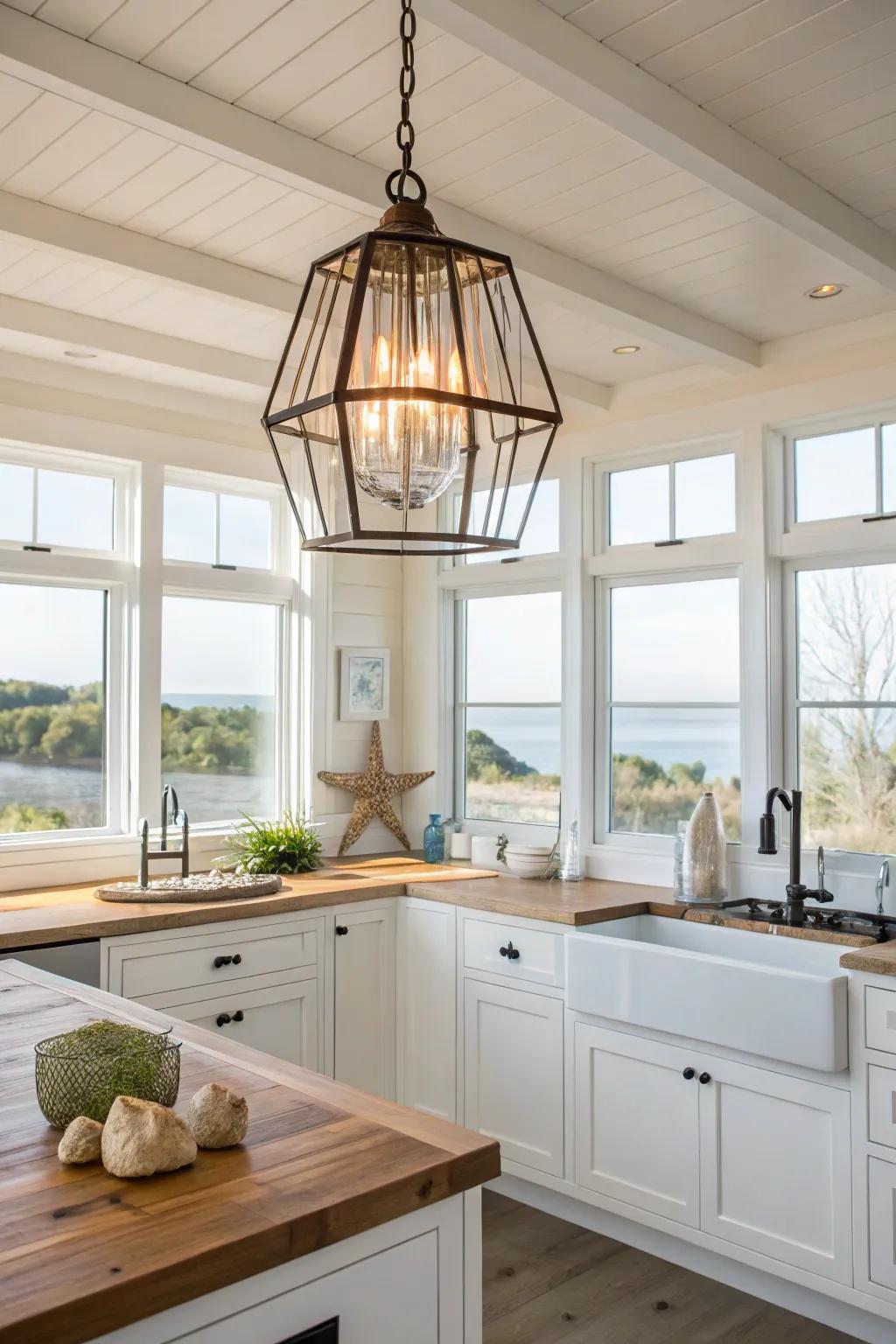 Open frame patterns complement the airy essence of coastal spaces.