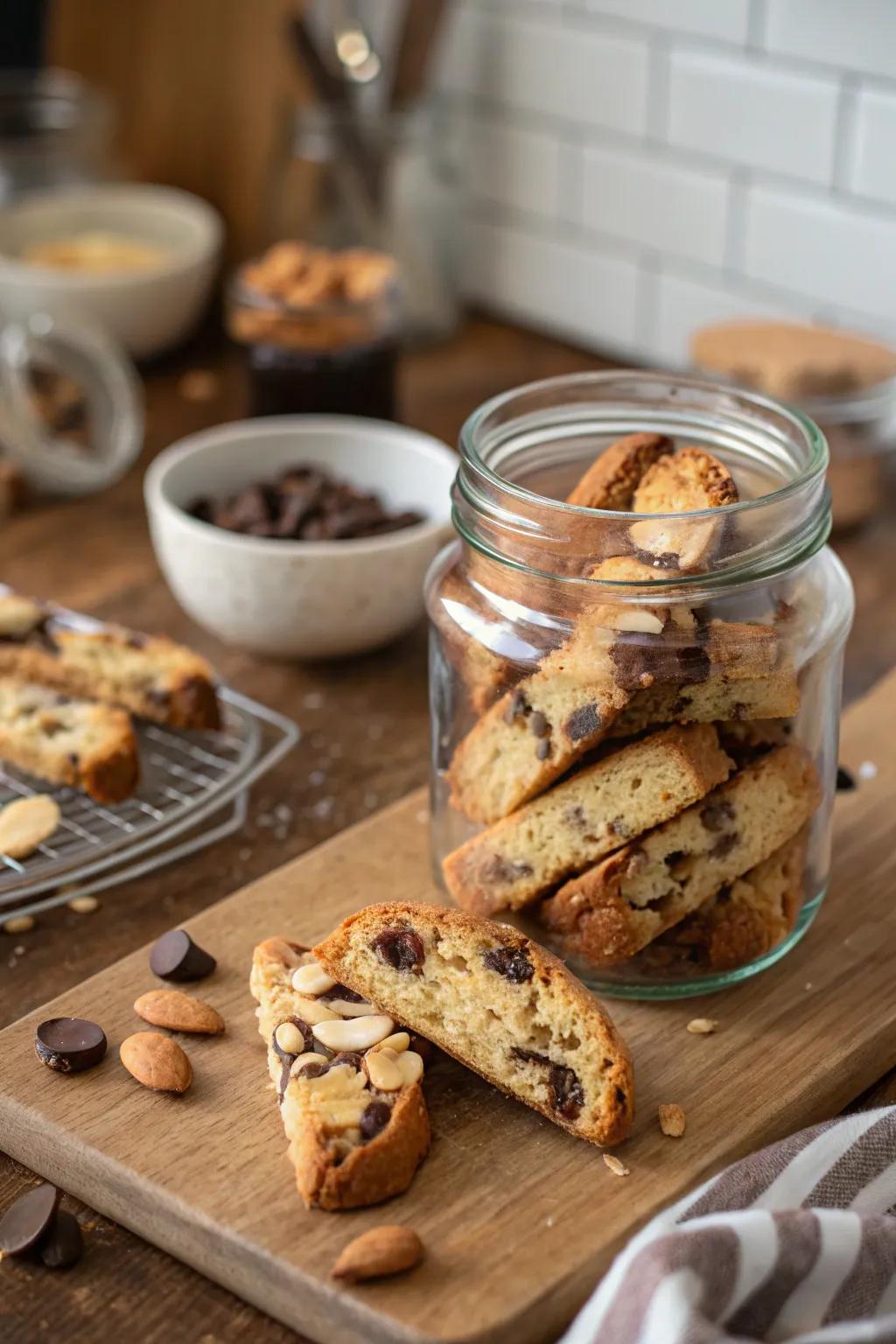Hand-crafted hard cookies, a traditional coffee-time treat.