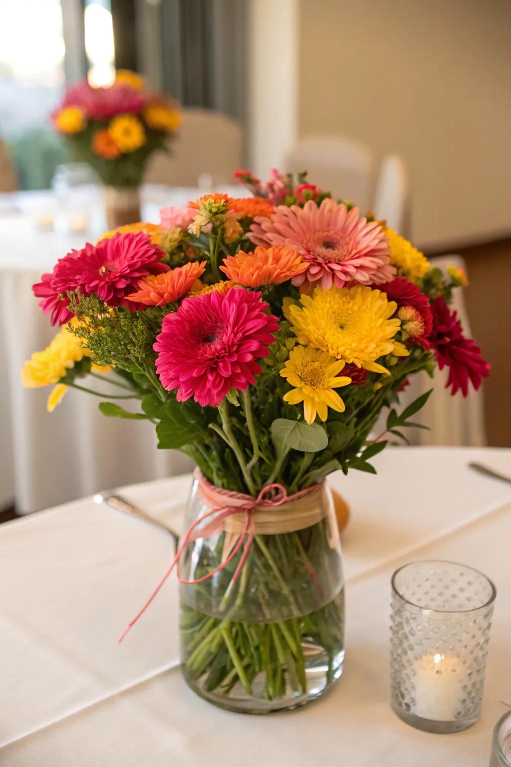 A lively flower display to enrich the setting.