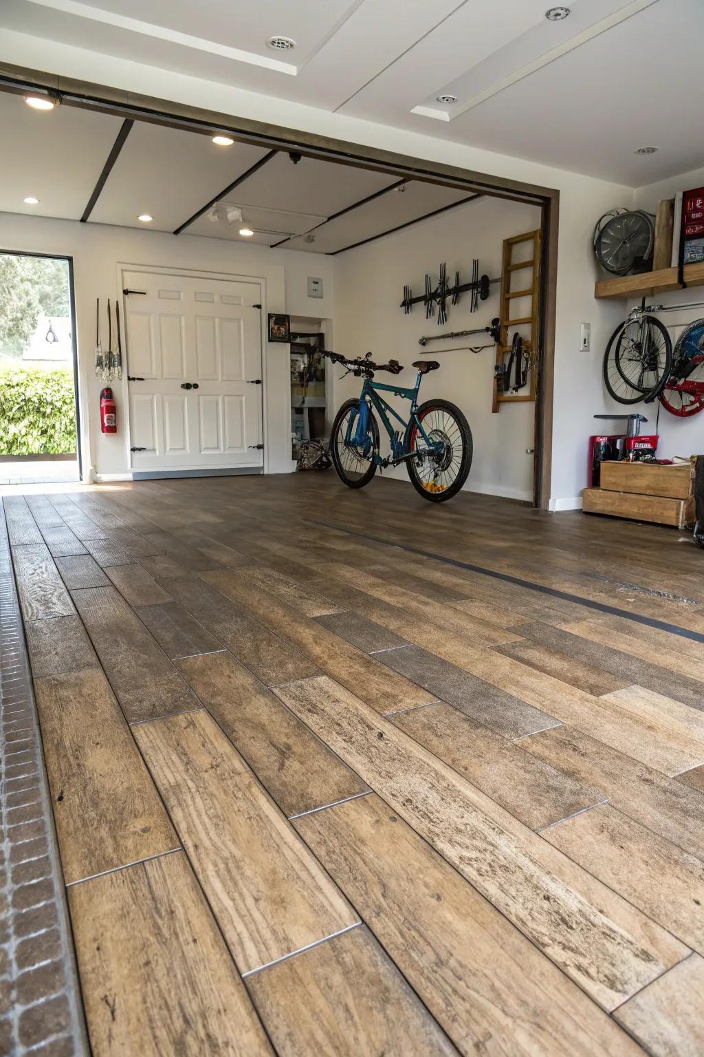 Wood grain squares meld rustic allure with robustness.