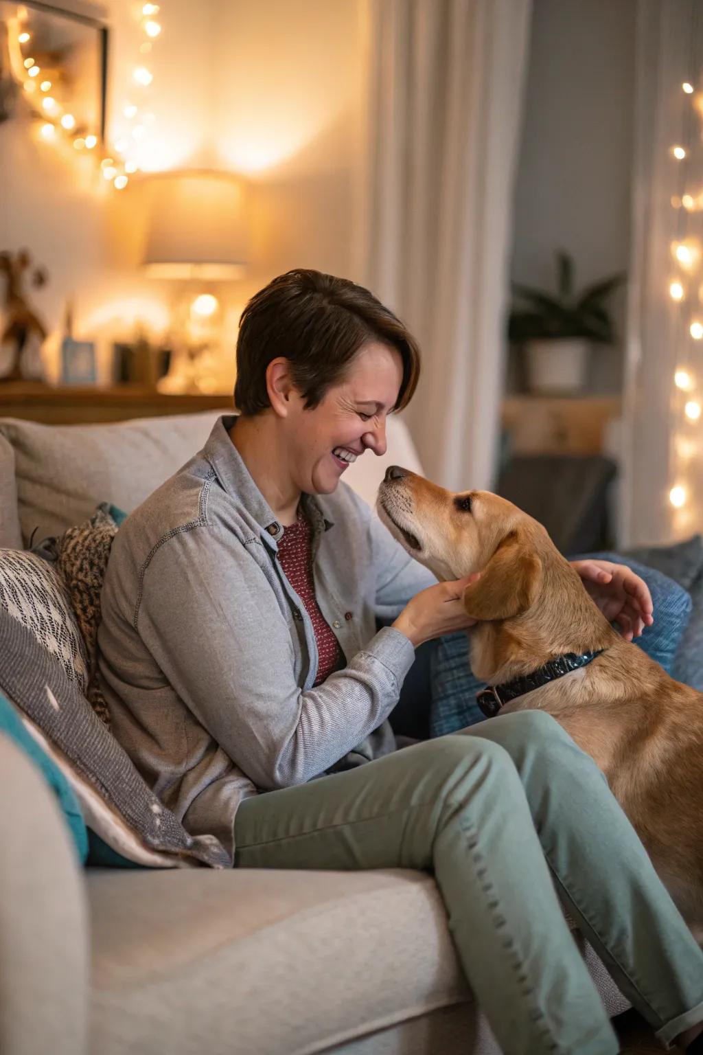 A playful pet pose that adds a heartwarming element to your scene.