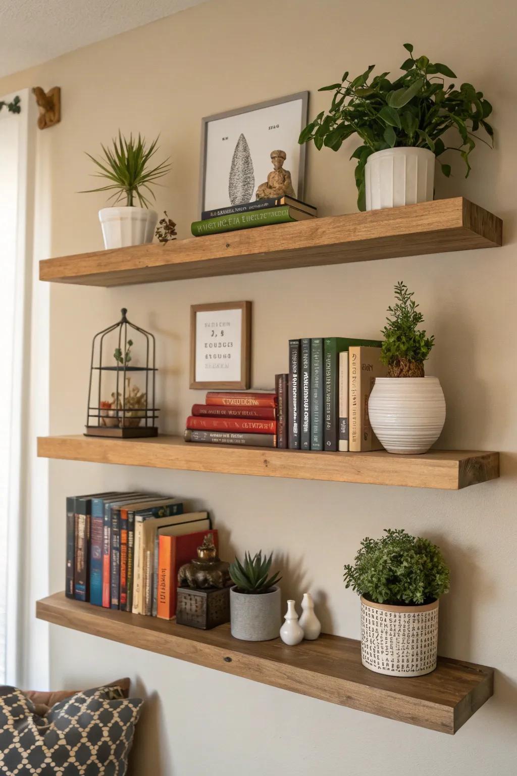 Wall ledges add style.