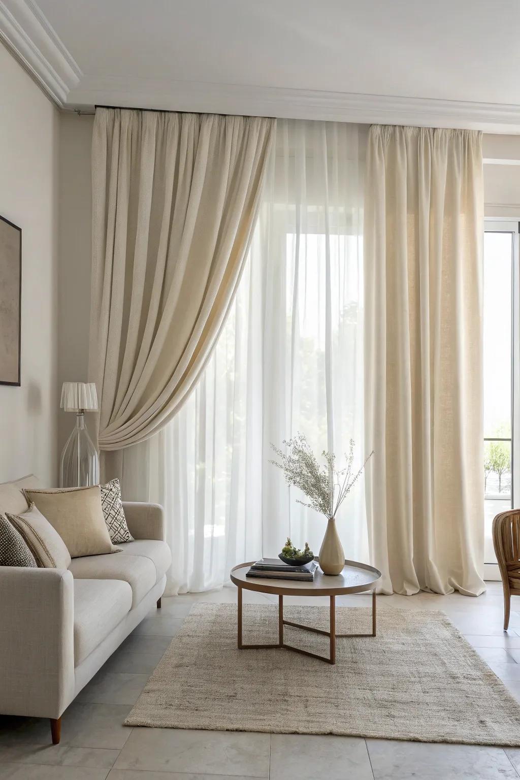 Minimalist window coverings complement a clean and uncluttered decor.