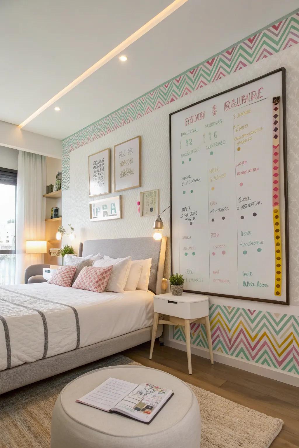 Add a splash of color with a DIY frame around your whiteboard.