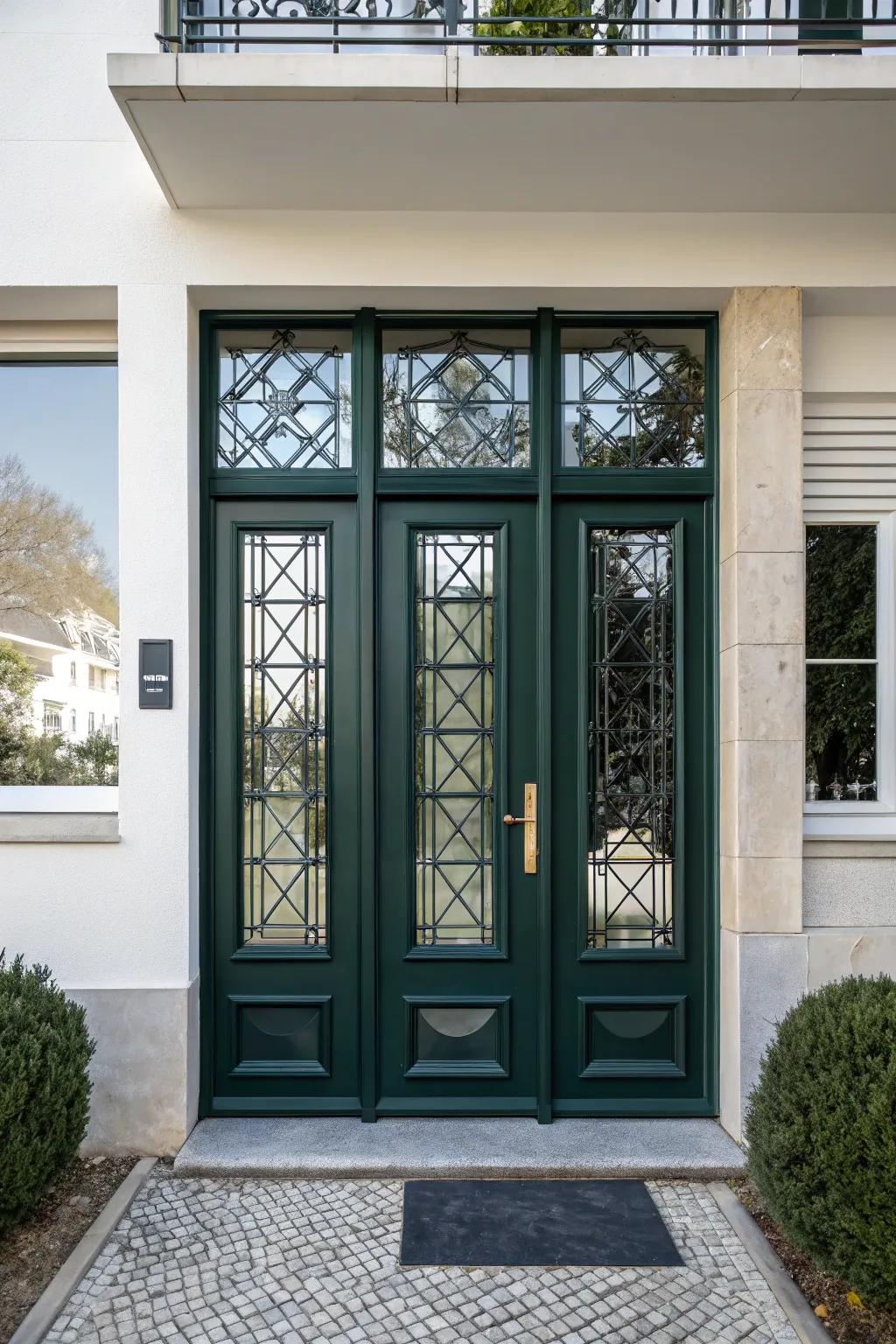 Polygon patterns append a modern and contemporary touch to the entrance.