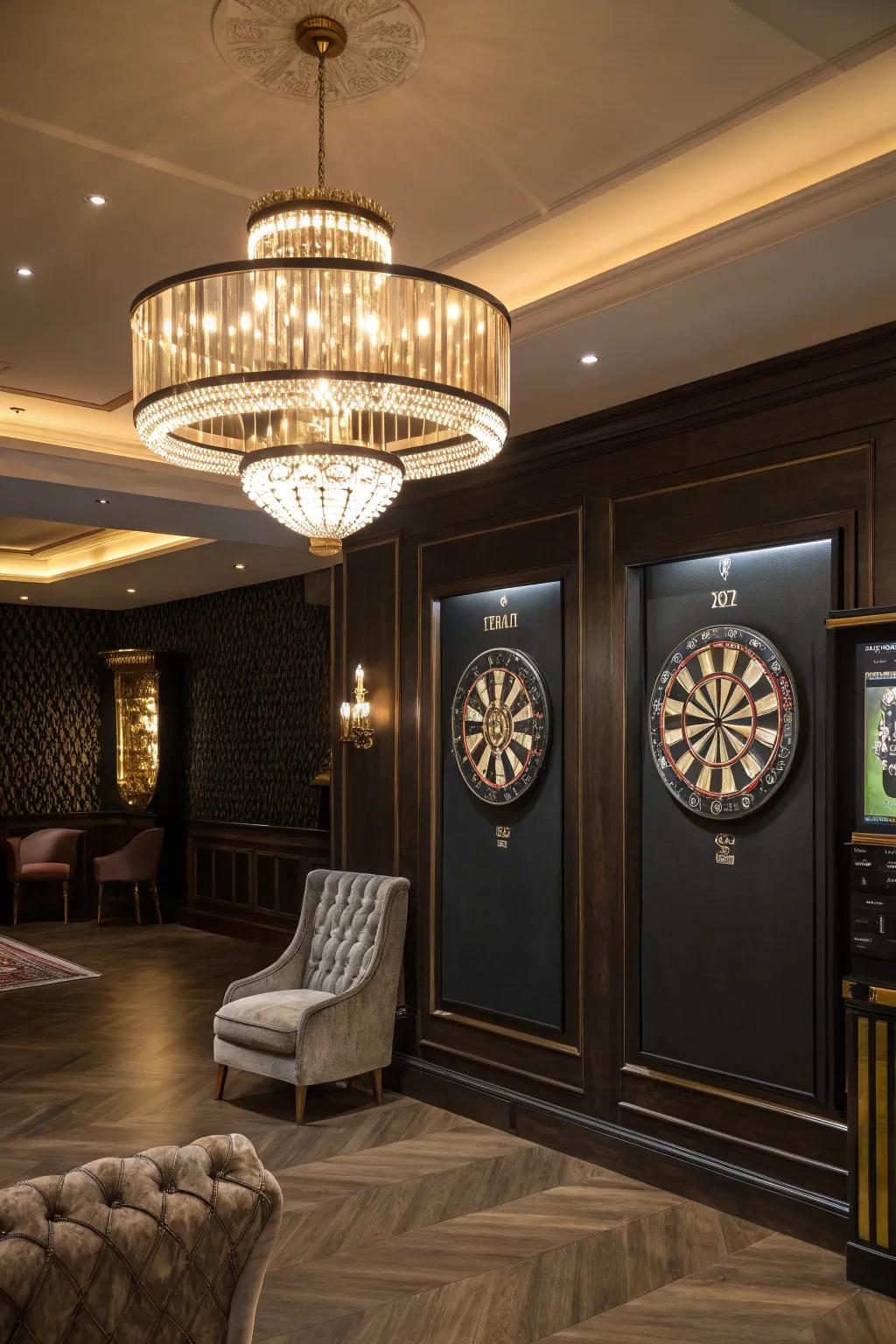 Luxury lighting can turn your dart room into a sophisticated space.