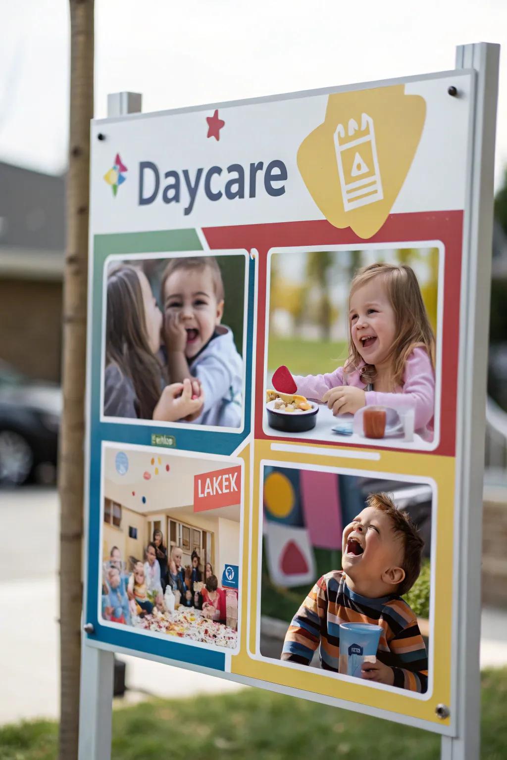 A photographic assemblage present on the daycare marker commemorates joyous recollections.