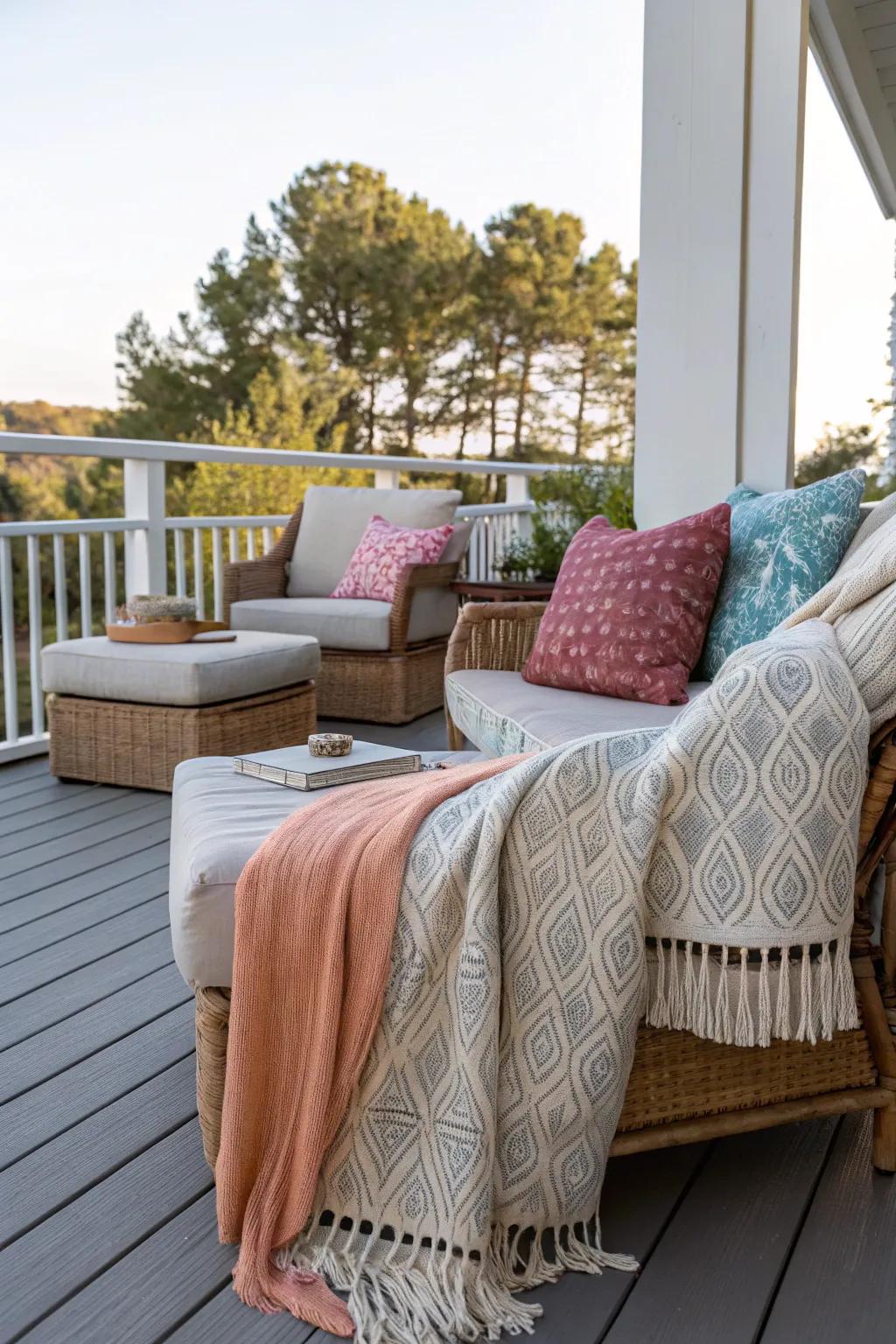 Improve comfort using cozy exterior fabrics.