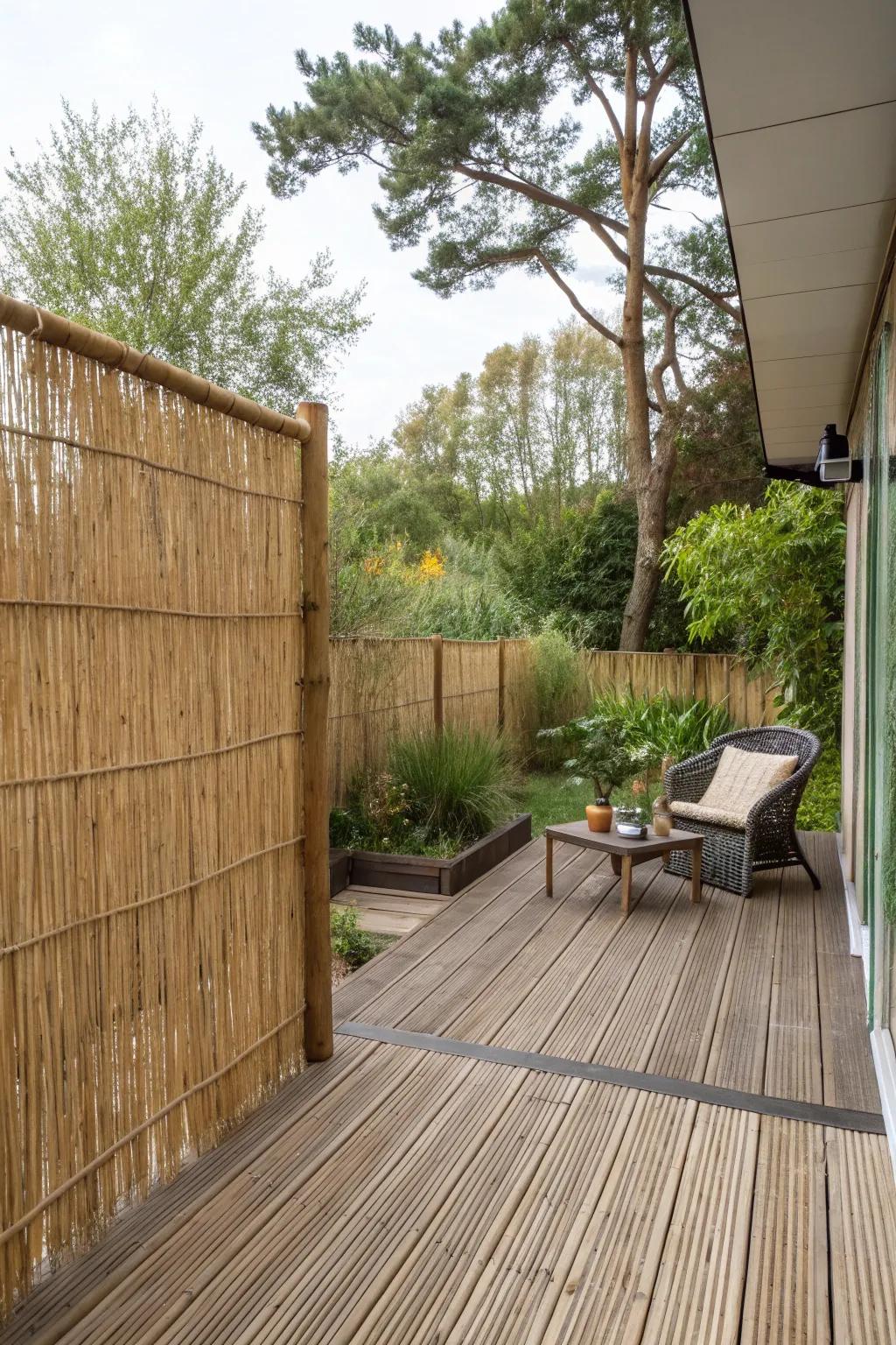 Choose eco-friendly privacy using sedge fencing.