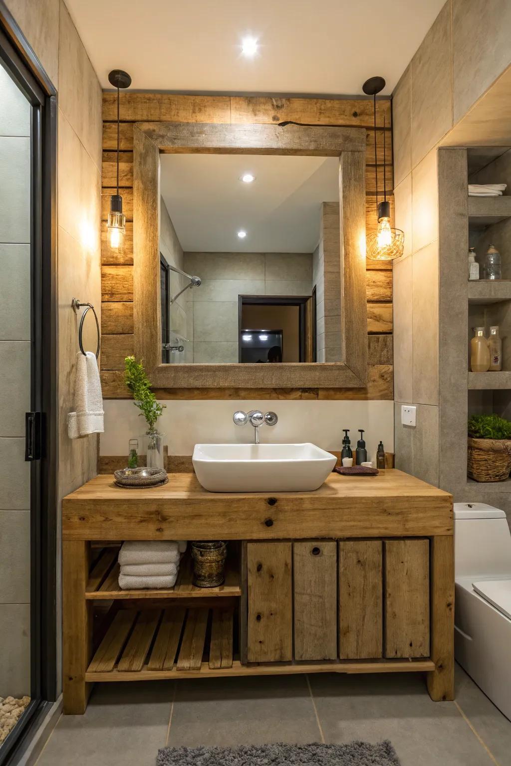 Add rustic charm using a skid mirror frame.