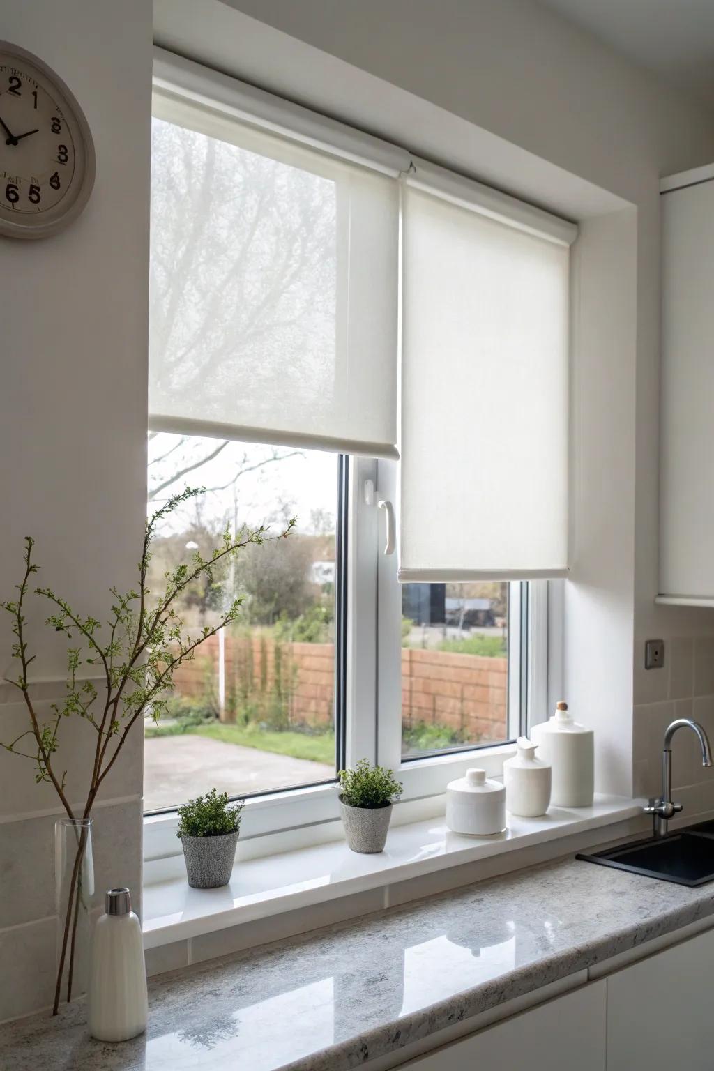 Minimalist decor emphasizes natural light and simplicity.