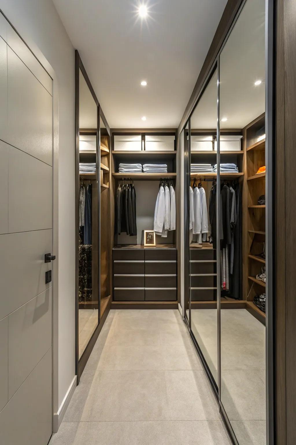 Amplify space and light with reflective panels.