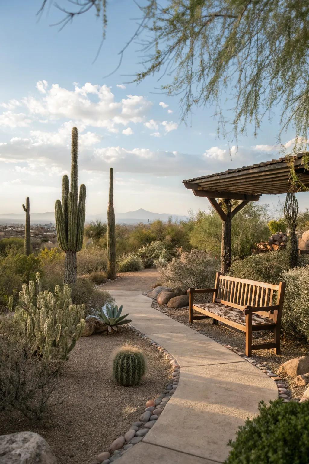 A serene contemplation locale, enshrouded by the tranquility of the desert's embrace.